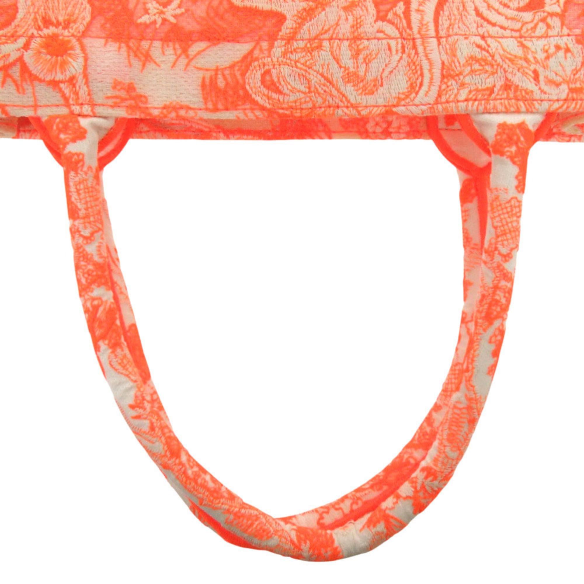 Dior Like new Christian Dior Book Tote Toile de Jouy Embroidery Medium M1296ZROC_M057 Mesh Jacquard Orange Handbag 0751Christian Size ONE SIZE - 3 Thumbnail