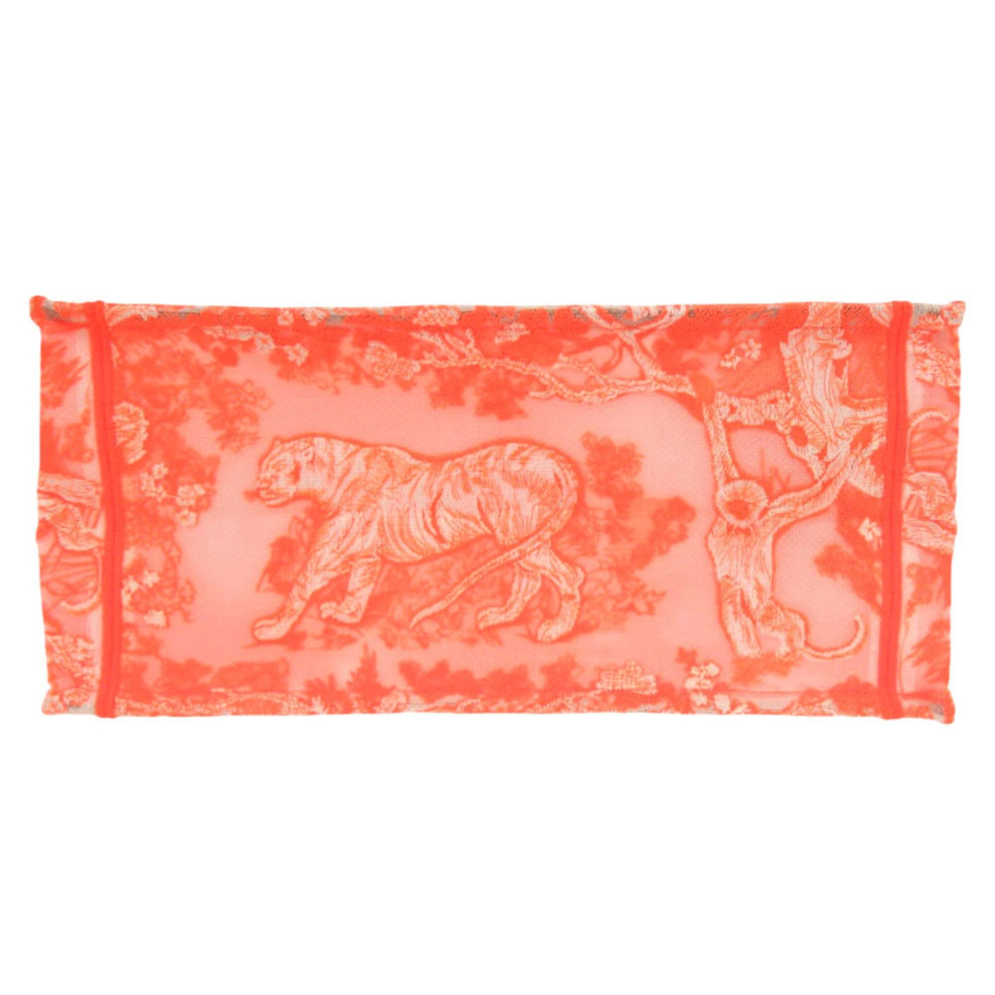 Dior Like new Christian Dior Book Tote Toile de Jouy Embroidery Medium M1296ZROC_M057 Mesh Jacquard Orange Handbag 0751Christian Size ONE SIZE - 4 Thumbnail