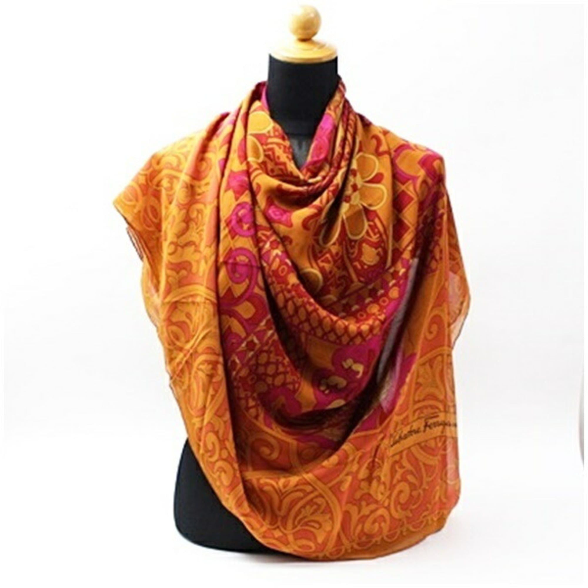 Salvatore Ferragamo Salvatore Ferragamo large scarf/muffler in orange and red. Women's. Size ONE SIZE - 3 Thumbnail