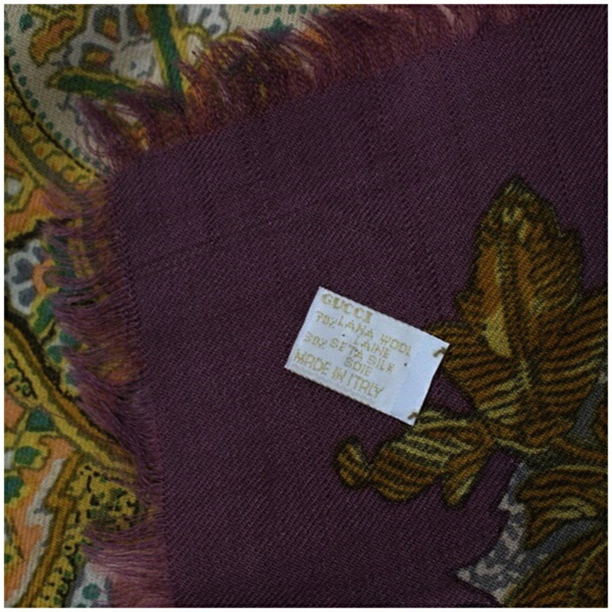 Gucci Gucci Wool and Silk Large Scarf/Shawl in Black Multicolor for Women Size ONE SIZE - 6 Thumbnail