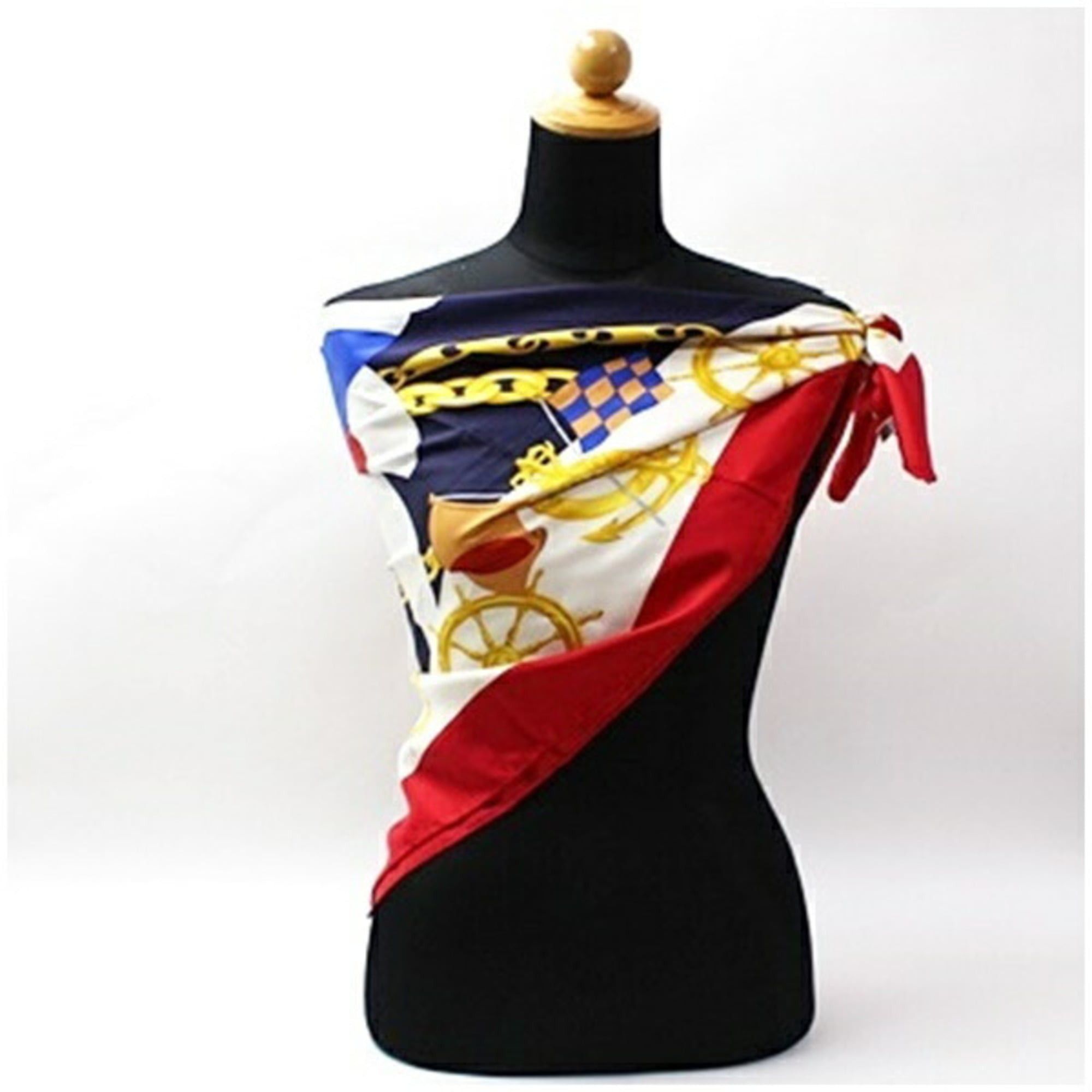 Celine Celine silk scarf/muffler in white, navy, and red for women Size ONE SIZE - 3 Thumbnail