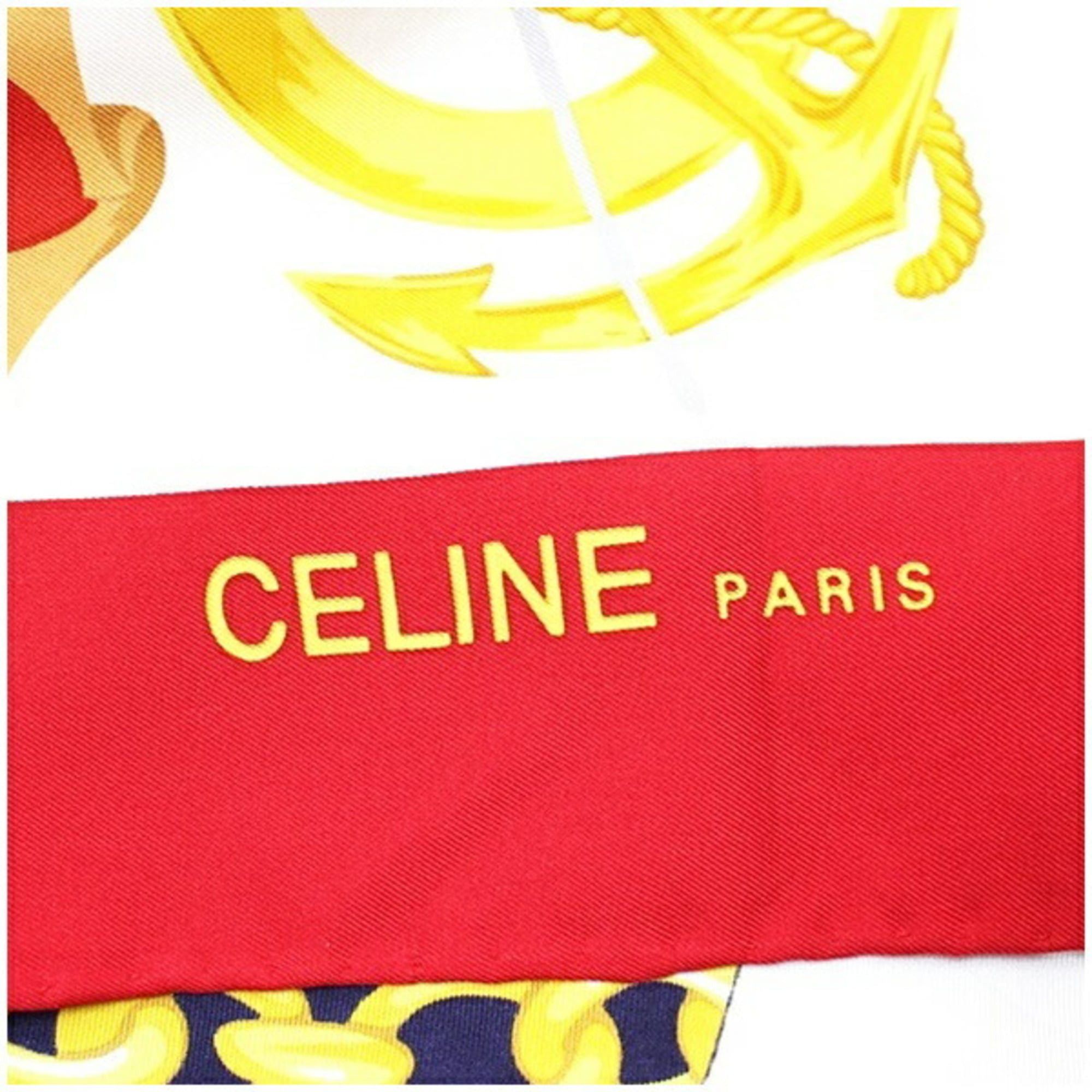 Celine Celine silk scarf/muffler in white, navy, and red for women Size ONE SIZE - 6 Thumbnail