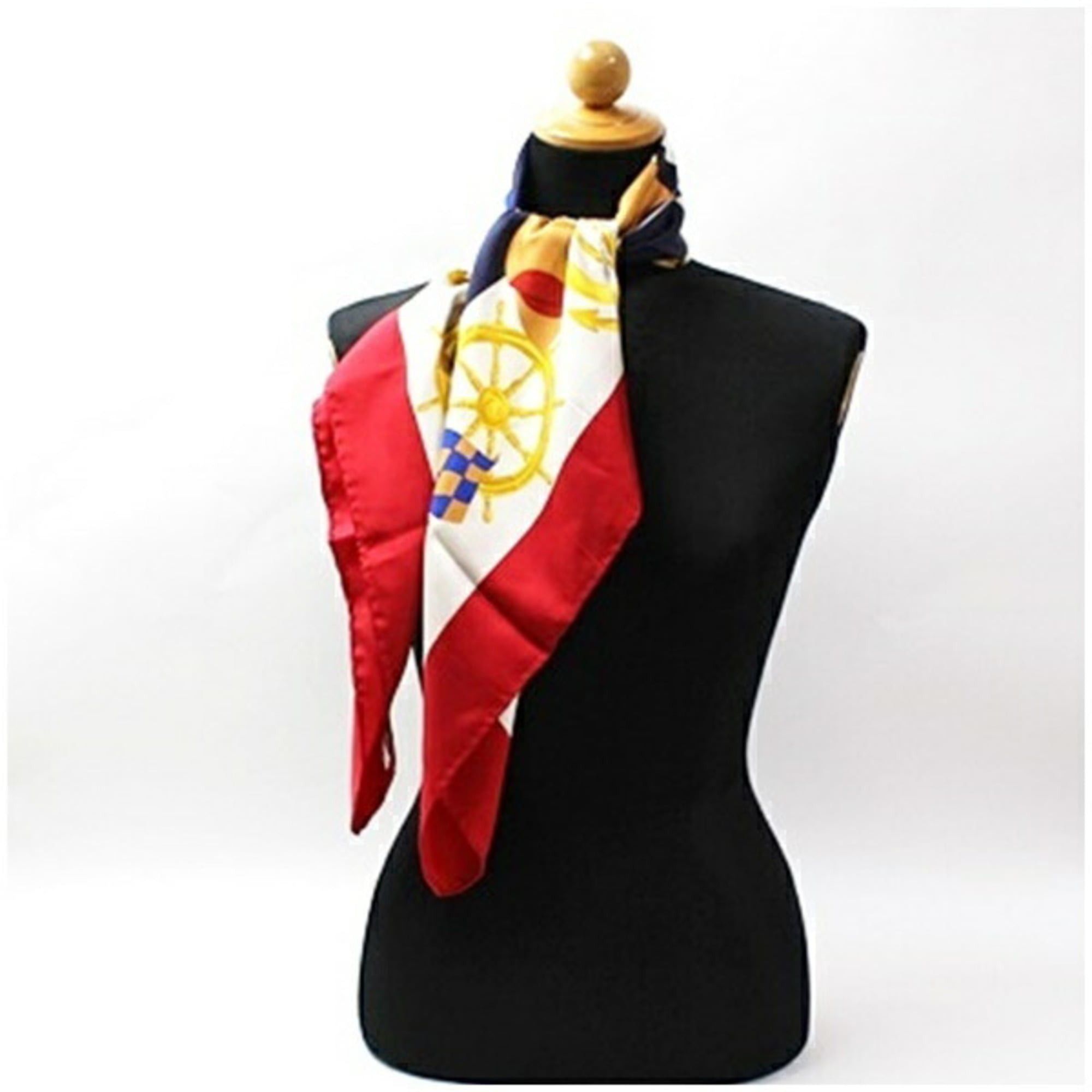 Celine Celine silk scarf/muffler in white, navy, and red for women Size ONE SIZE - 4 Thumbnail