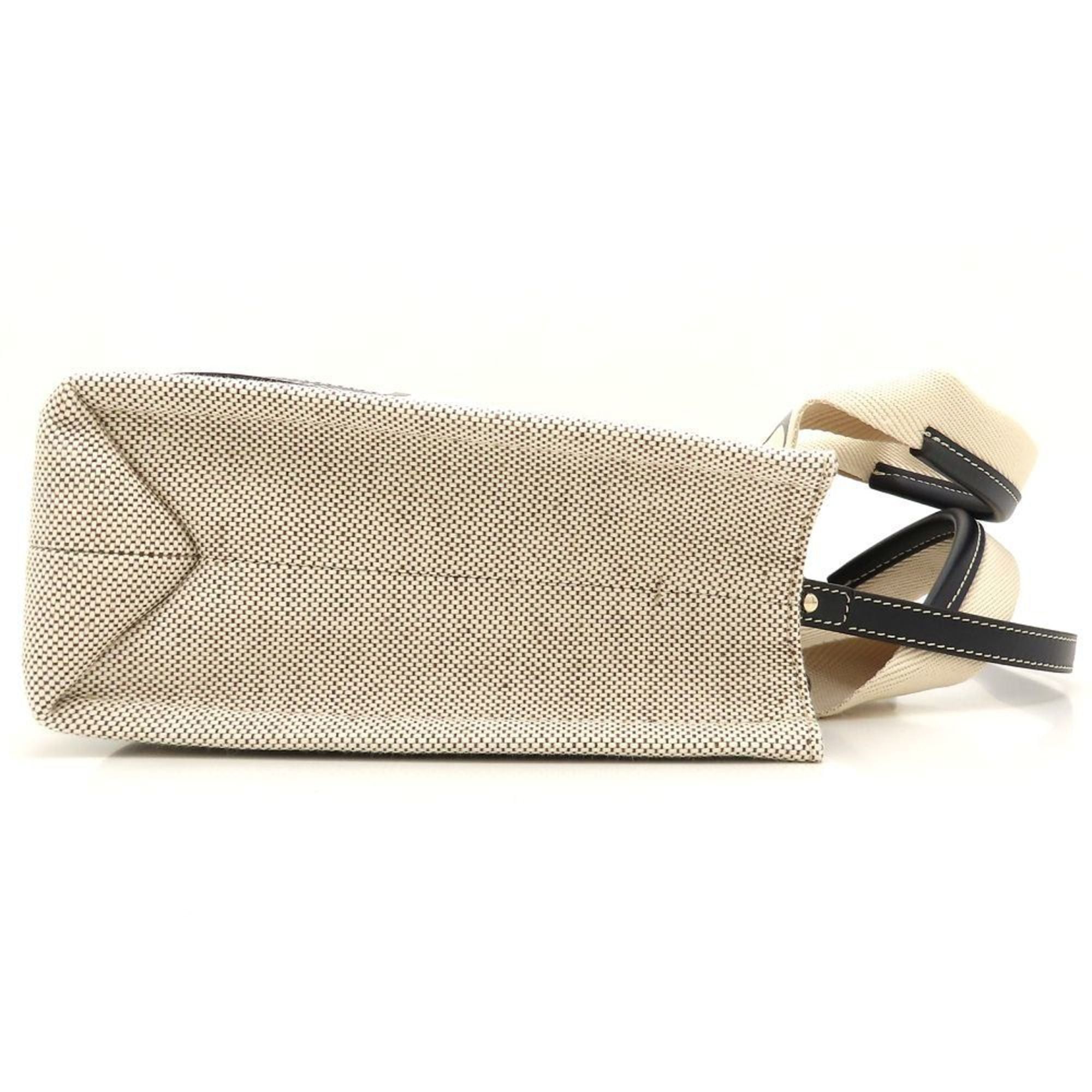 Chloe Chloé Chloe Woody Small Tote (CHC22AS397I26) Handbag in Linen and Calfskin, White Blue, Women's, 353119 Size ONE SIZE - 3 Thumbnail