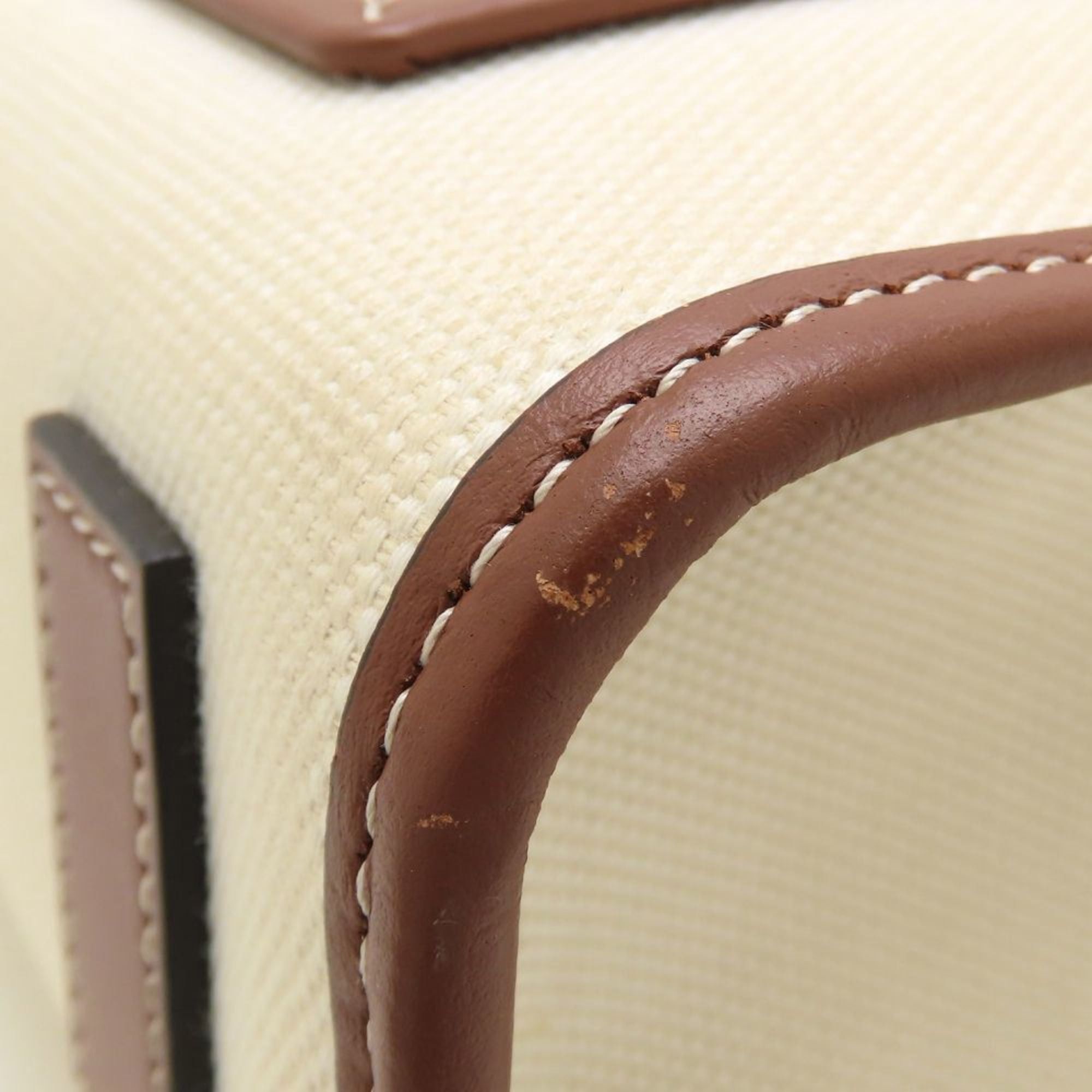 Burberry BURBERRY 8044143 2-Way Handbag Canvas and Leather Ivory Brown Women's 353118 Size ONE SIZE - 10 Thumbnail