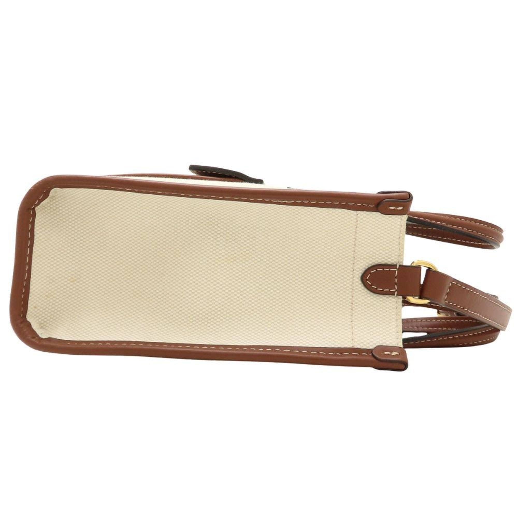 Burberry BURBERRY 8044143 2-Way Handbag Canvas and Leather Ivory Brown Women's 353118 Size ONE SIZE - 3 Thumbnail