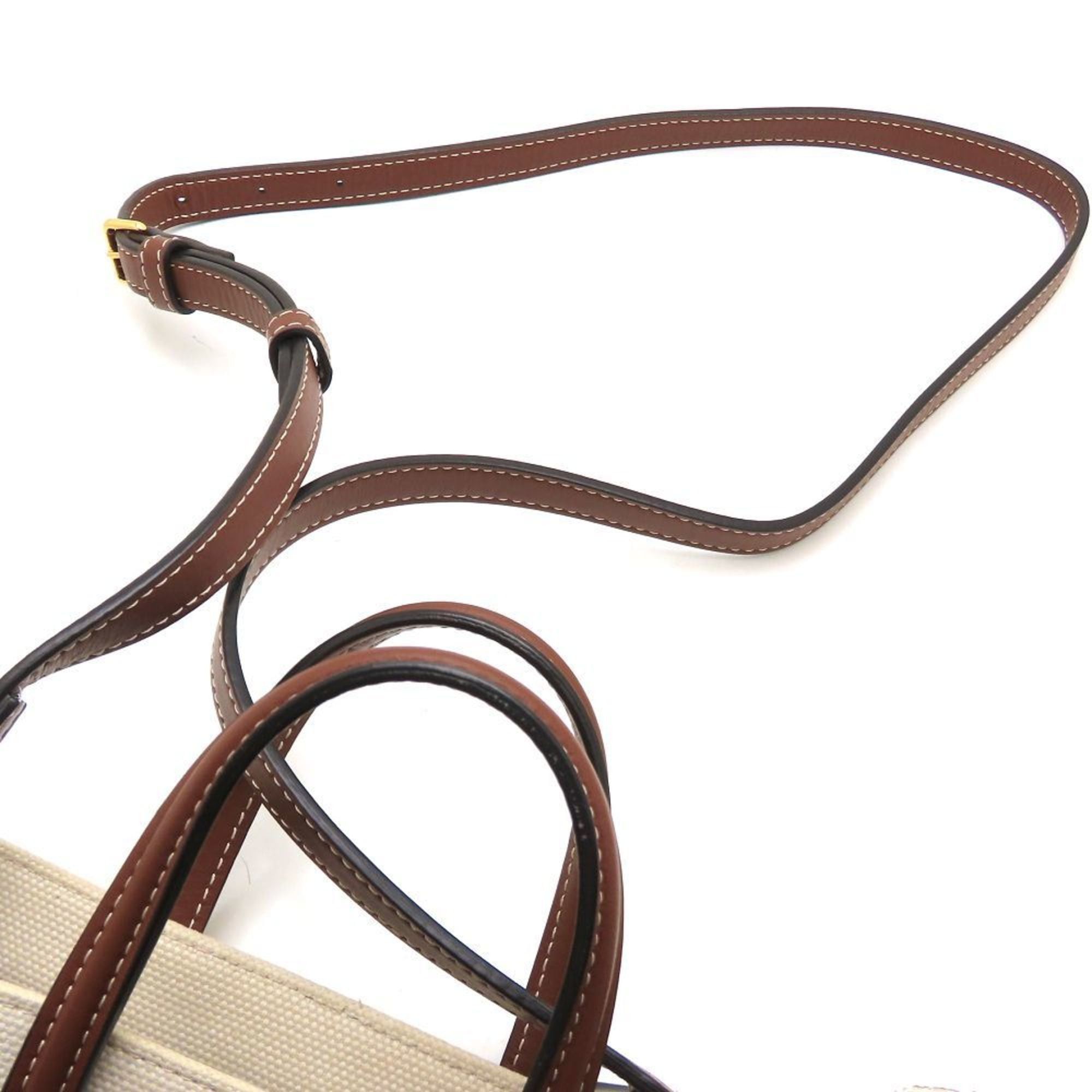 Burberry BURBERRY 8044143 2-Way Handbag Canvas and Leather Ivory Brown Women's 353118 Size ONE SIZE - 13 Thumbnail