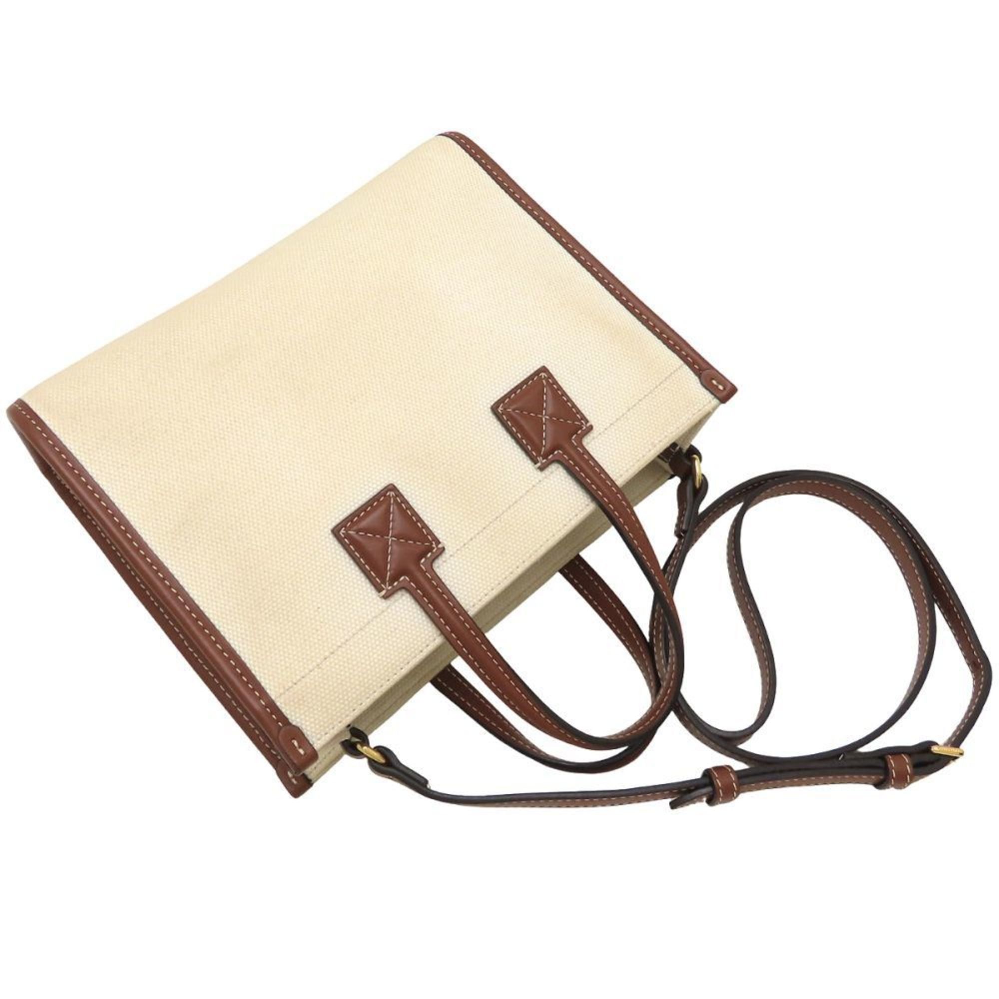 Burberry BURBERRY 8044143 2-Way Handbag Canvas and Leather Ivory Brown Women's 353118 Size ONE SIZE - 5 Thumbnail