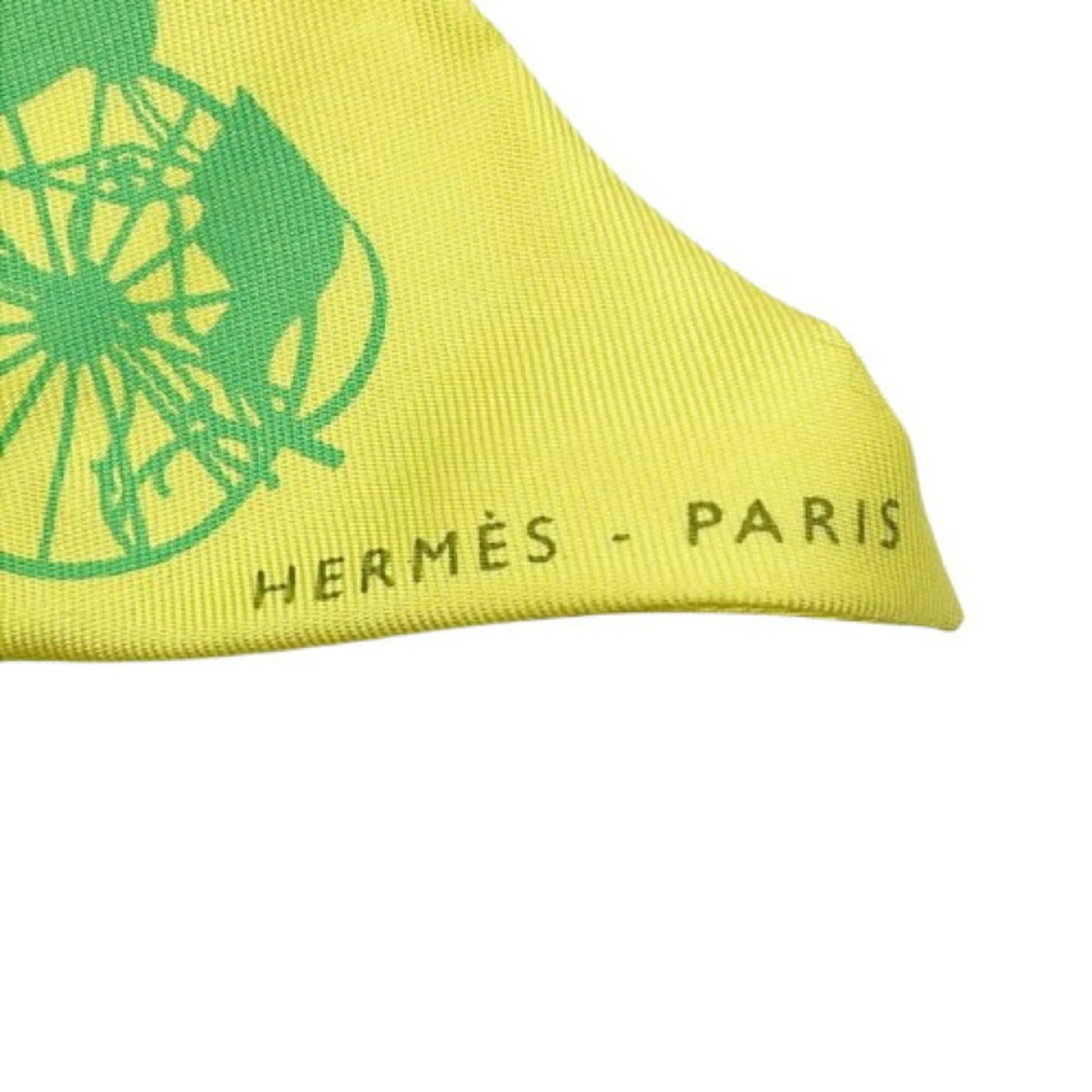Hermes HERMES Twilly Scarf/Muffler 062455S Citrine, Mint, and Khaki Silk Women's Ribbon Size ONE SIZE - 3 Thumbnail
