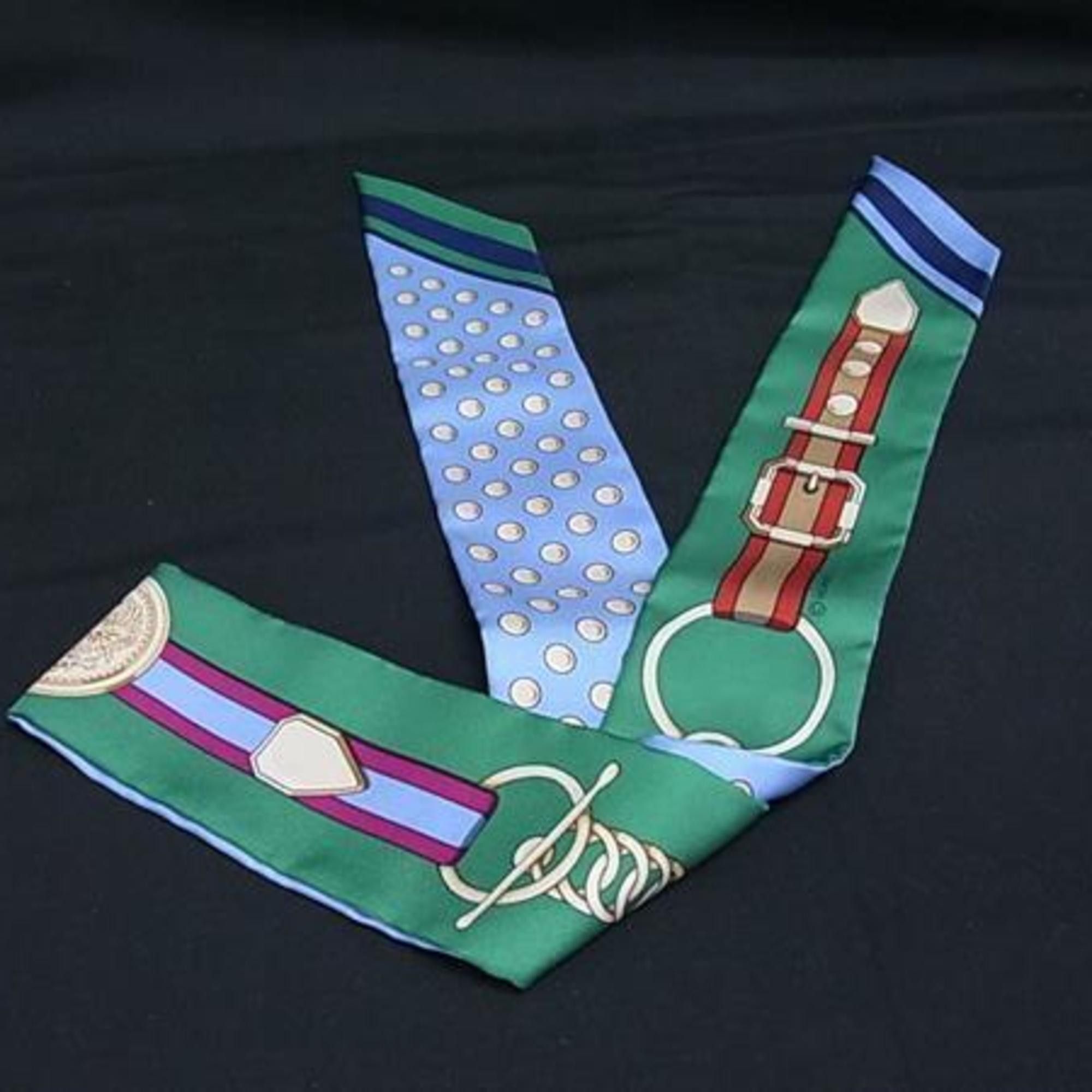 Hermes HERMES Ribbon Twilly Scarf/Muffler, Multicolored Silk, Women's, GRAND TRALALA Size ONE SIZE - 3 Thumbnail