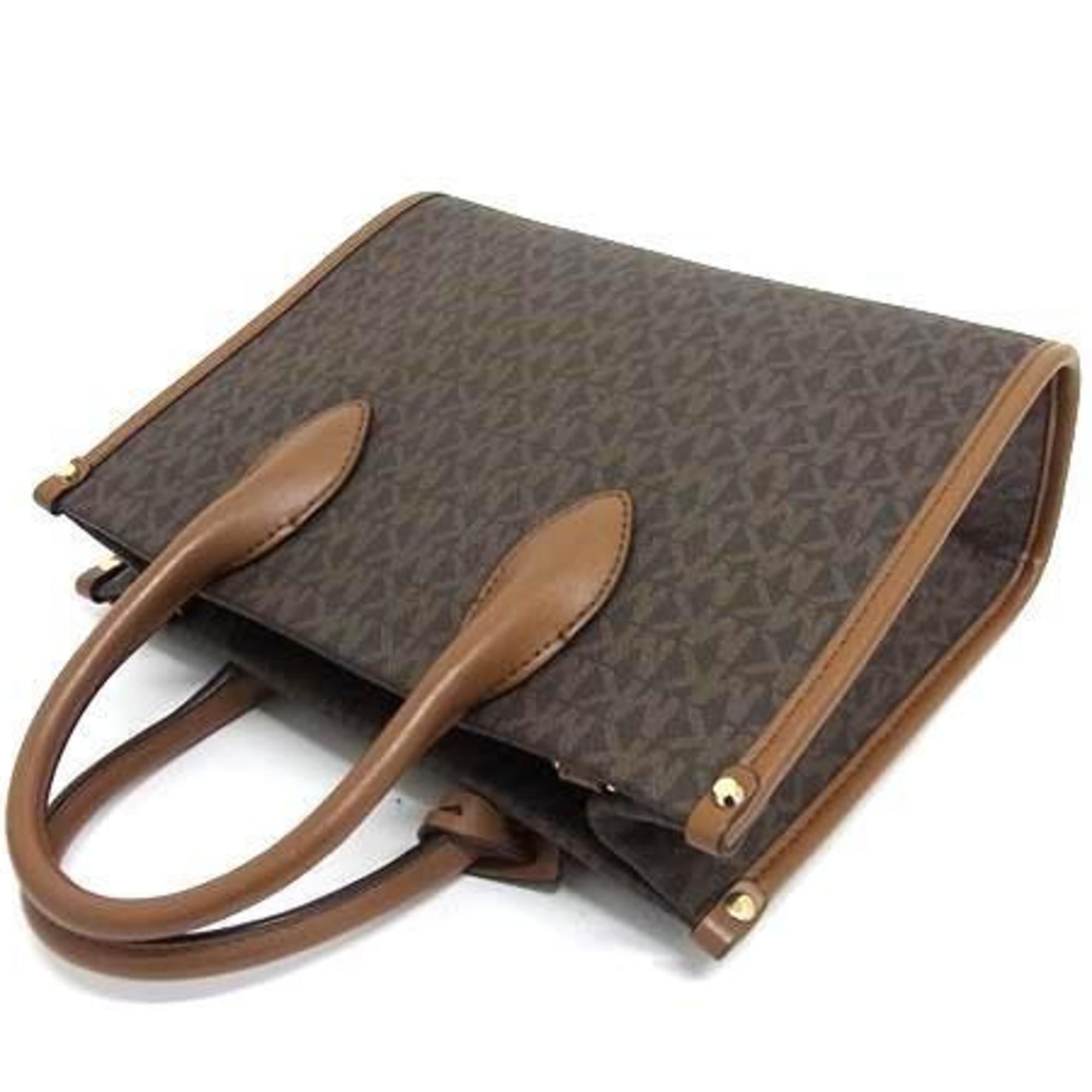 Michael Kors MICHAEL KORS Mirella Tote Bag in Brown Leather with Signature Pattern Size ONE SIZE - 4 Thumbnail