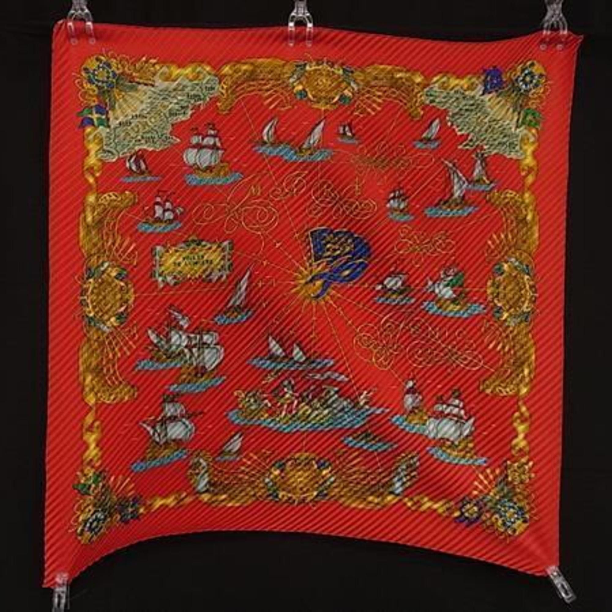 Hermes HERMES Carré Plisse Pleated Scarf/Muffler in Multicolor Silk for Women Size ONE SIZE - 3 Thumbnail