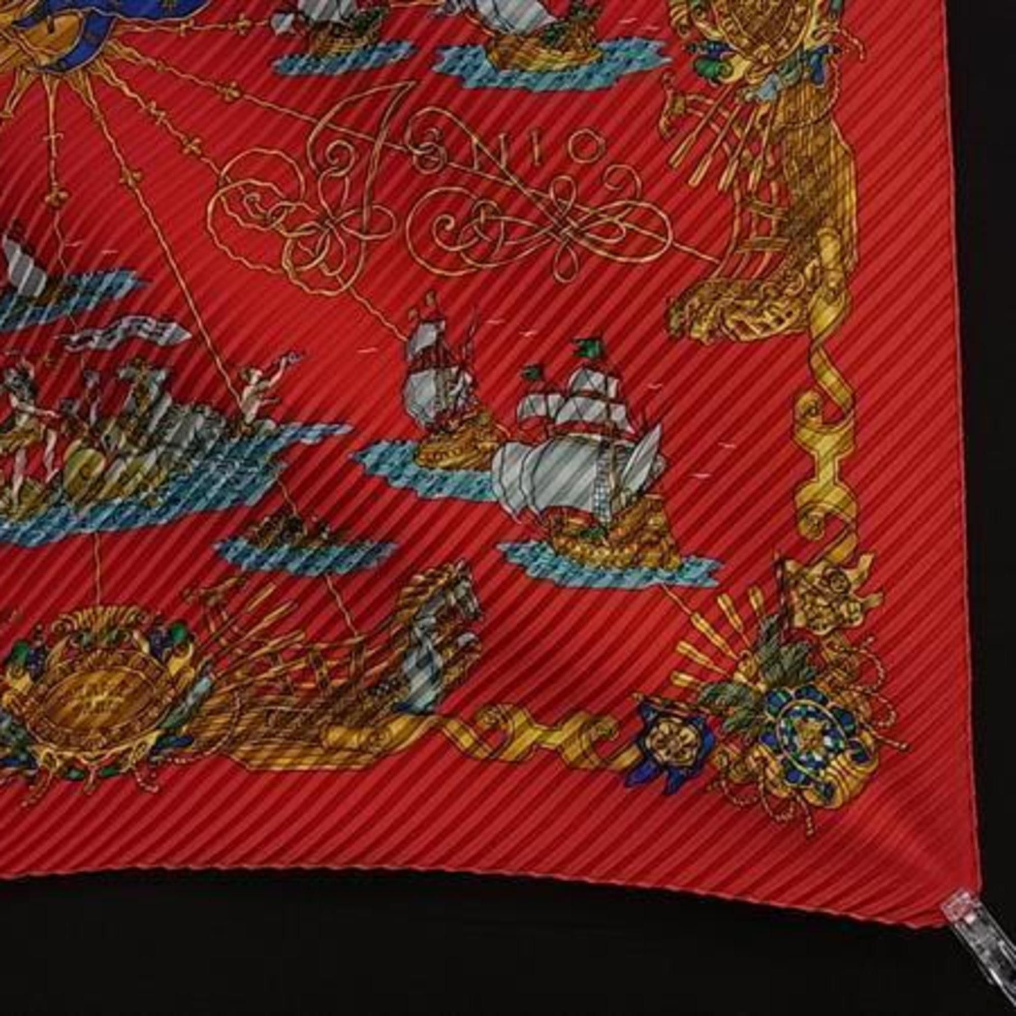 Hermes HERMES Carré Plisse Pleated Scarf/Muffler in Multicolor Silk for Women Size ONE SIZE - 5 Thumbnail