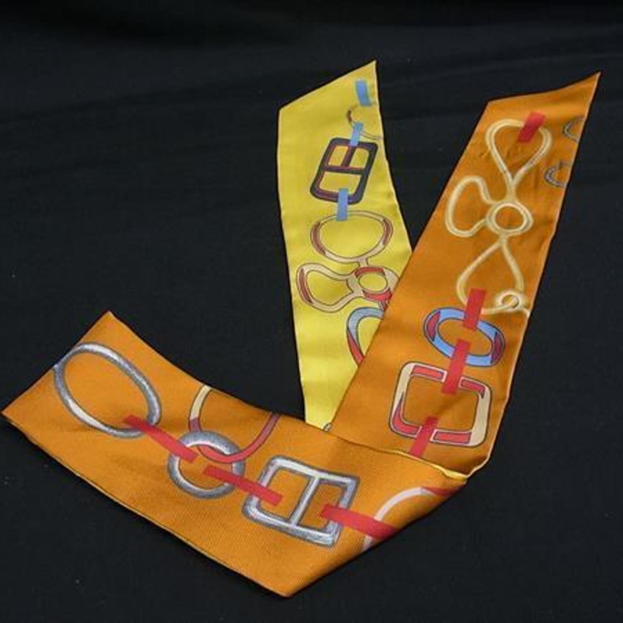 Hermes HERMES Ribbon Scarf/Muffler, Twilly, Multicolor, Silk, Women's, Do Re Boucles Size ONE SIZE - 3 Thumbnail