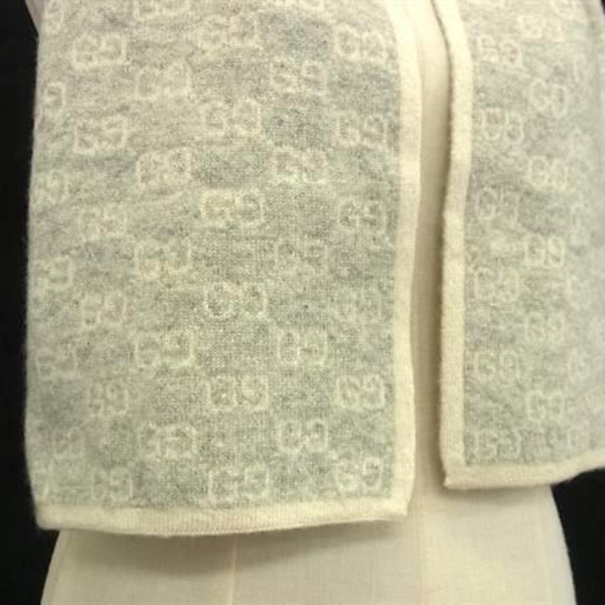 Gucci GUCCI GG pattern scarf/stole in ivory and light gray for men women Size ONE SIZE - 3 Thumbnail