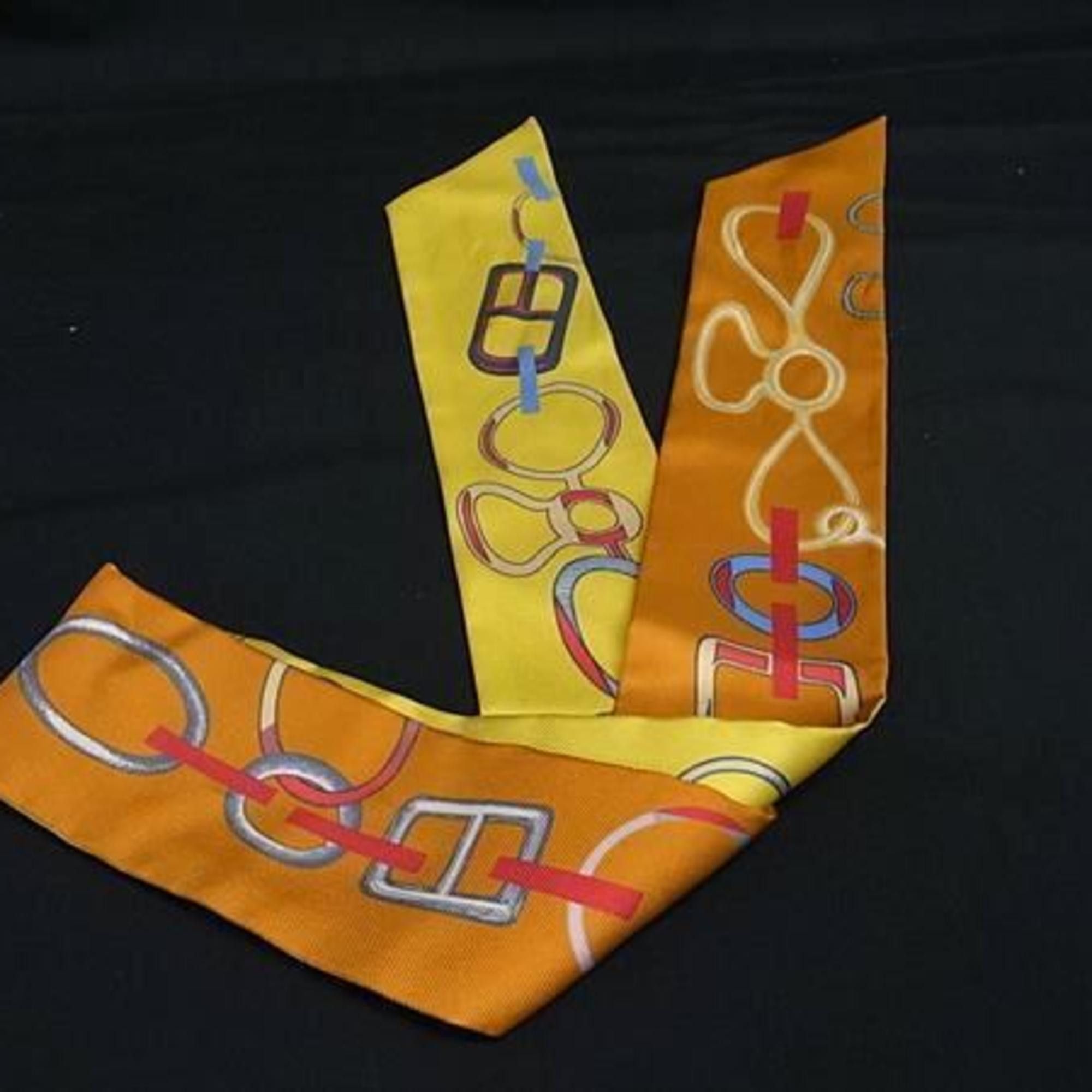 Hermes HERMES Ribbon Scarf/Muffler, Twilly, Multicolor, Silk, Women's, Do Re Boucles Size ONE SIZE - 3 Thumbnail