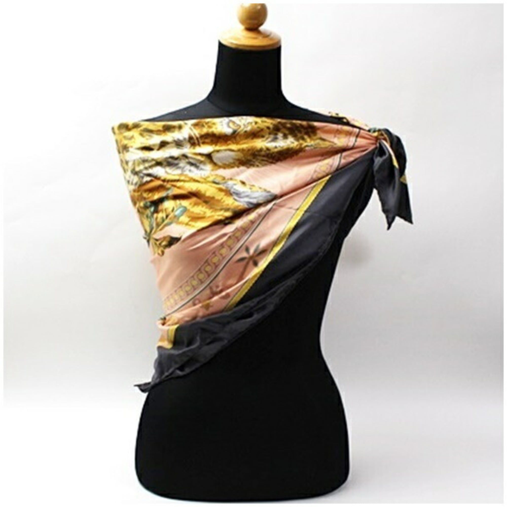 Salvatore Ferragamo Salvatore Ferragamo Women's Silk Scarf/Muffler in Pink and Gray with Animal Print Size ONE SIZE - 3 Thumbnail