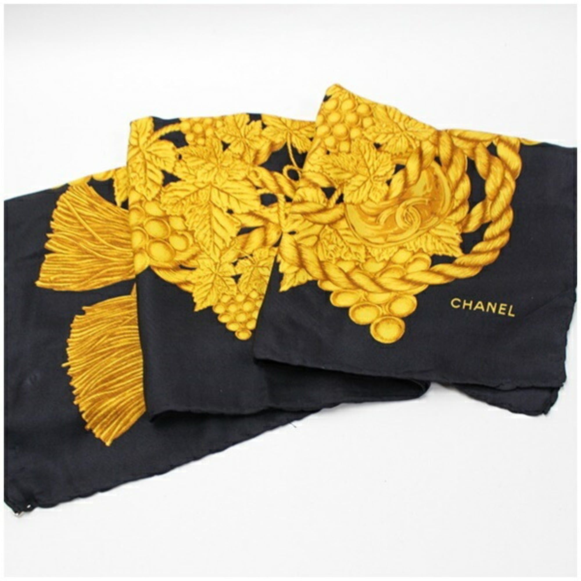 Chanel Chanel large scarf/muffler in black and yellow for women Size ONE SIZE - 8 Thumbnail