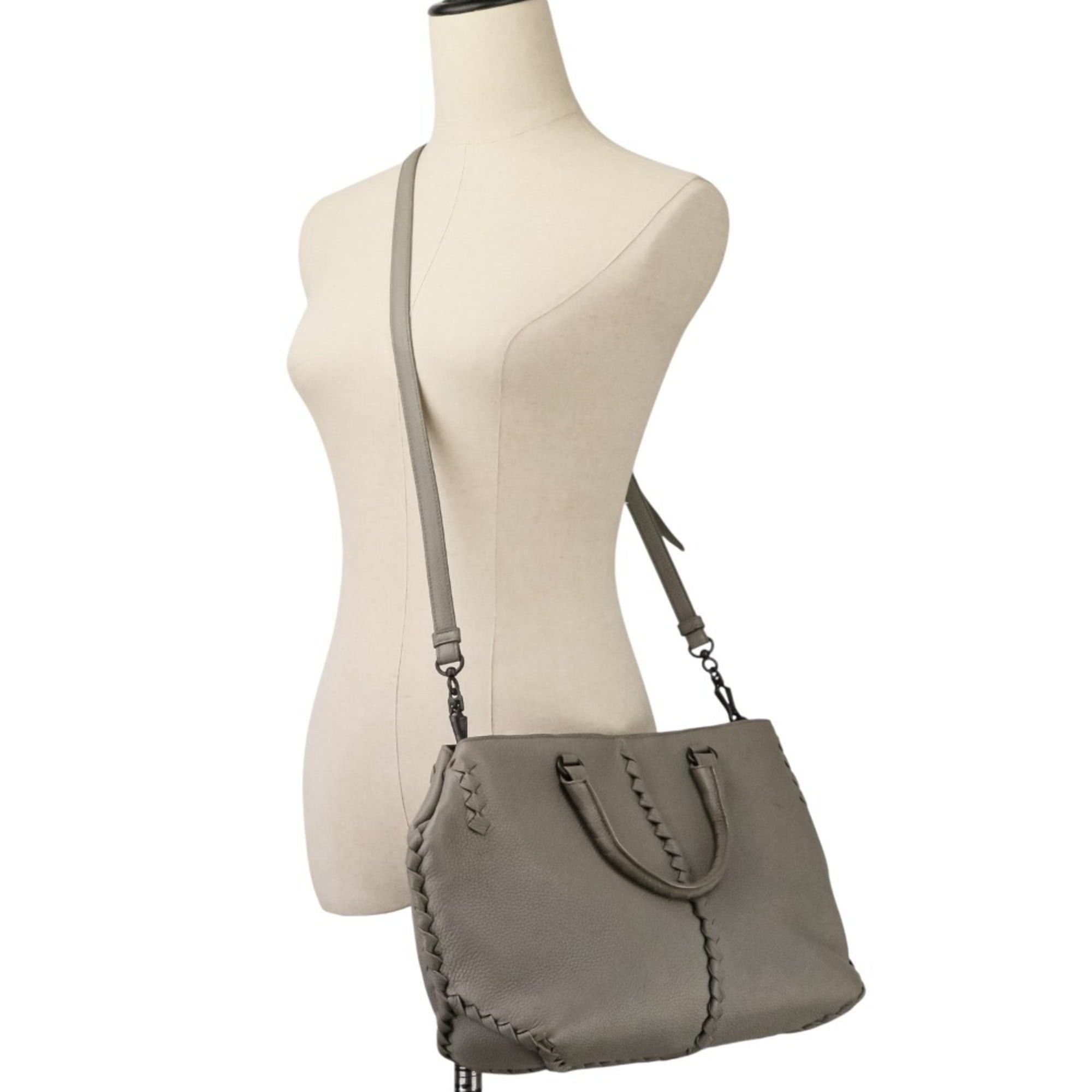 Bottega Veneta BOTTEGA VENETA Intrecciato 2-way handbag, gray, for women Size ONE SIZE - 9 Thumbnail
