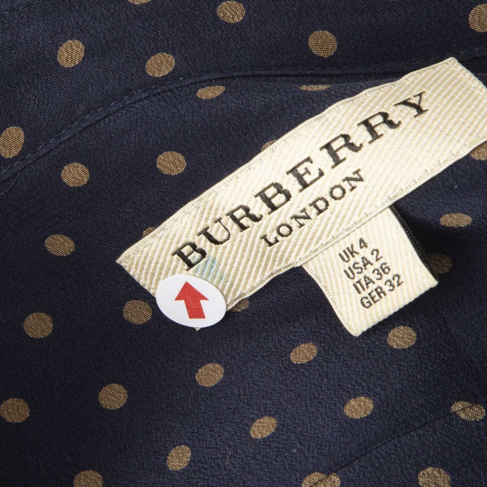 Burberry Navy Silk Polka Dot Shirt Size XS / US 0-2 / IT 36-38 - 7 Thumbnail