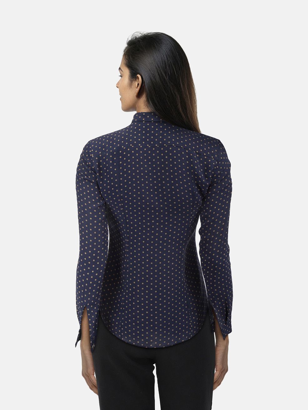 Burberry Navy Silk Polka Dot Shirt Size XS / US 0-2 / IT 36-38 - 2 Thumbnail