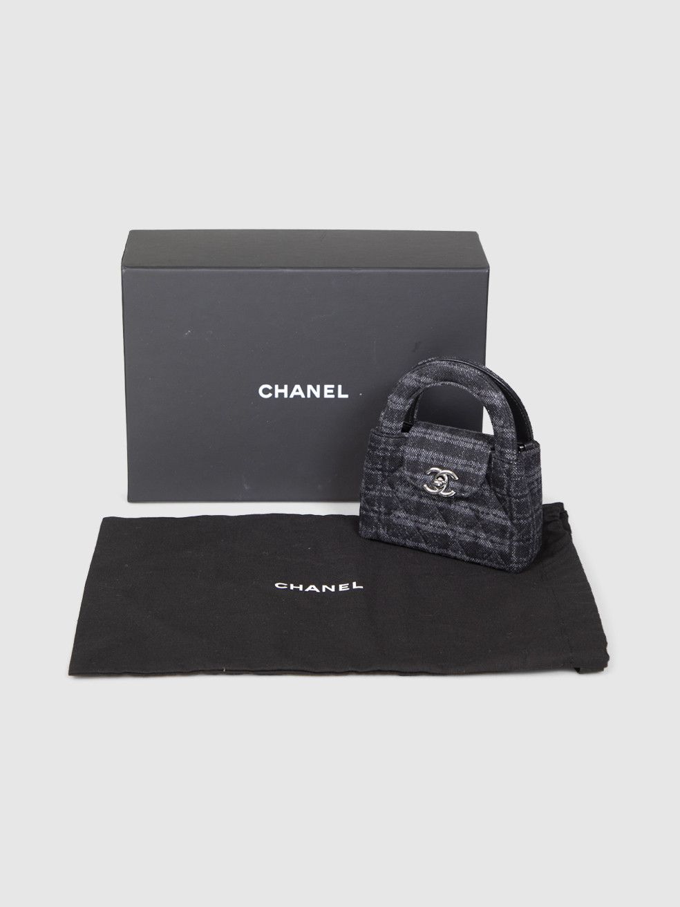 Chanel Grey Tweed Quilted Micro Kelly Size ONE SIZE - 3 Thumbnail