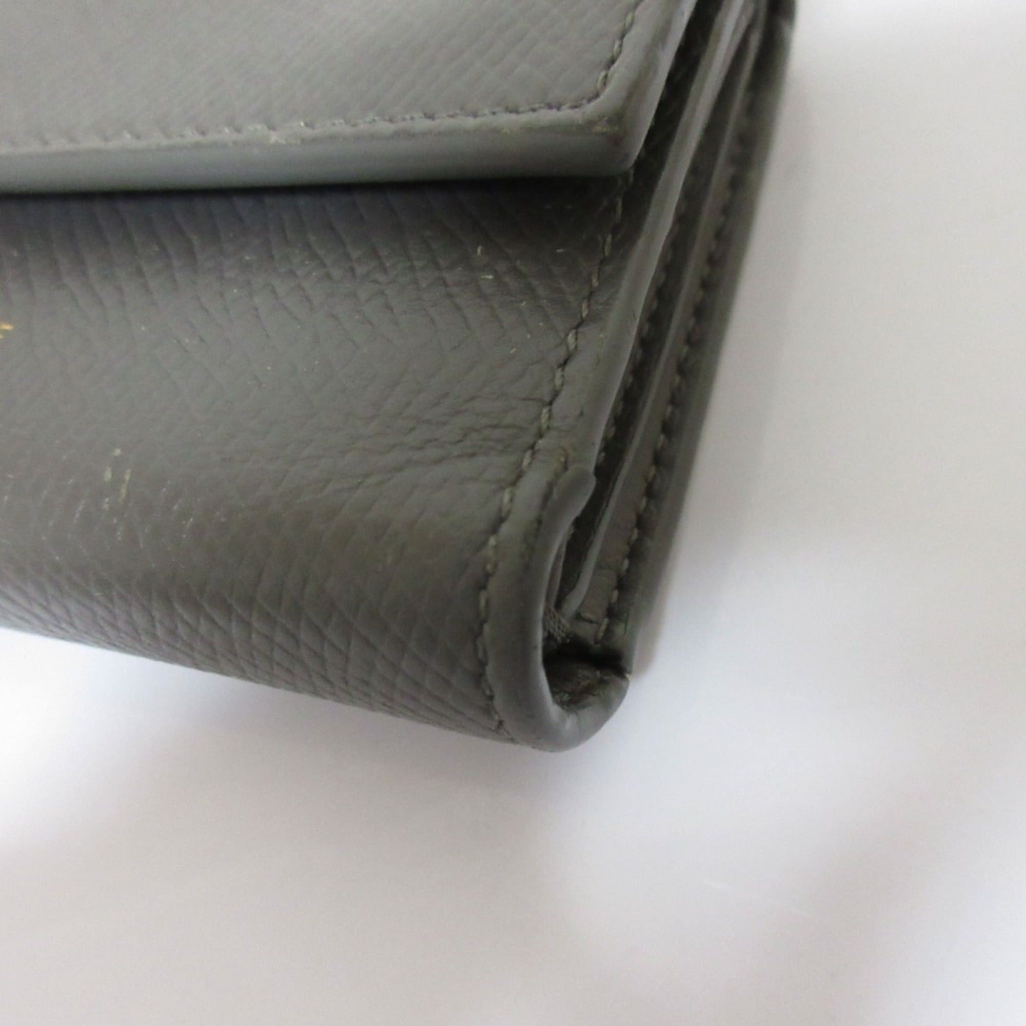 Celine CELINE Small Trifold Calfskin Compact Wallet, Gray, Women's Size ONE SIZE - 18 Thumbnail