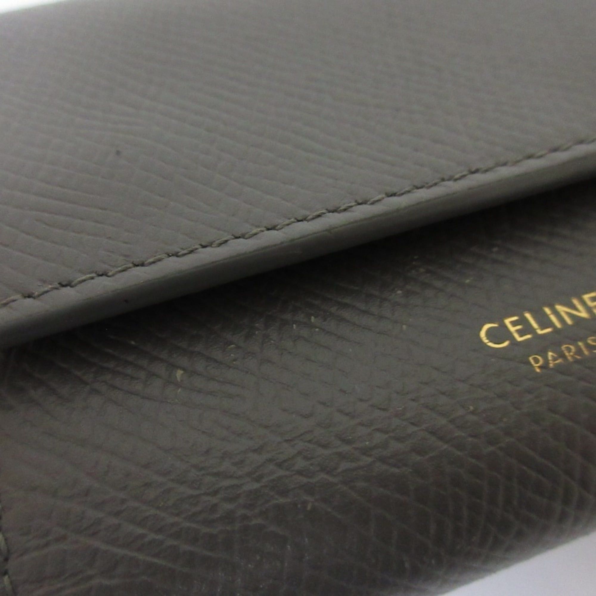 Celine CELINE Small Trifold Calfskin Compact Wallet, Gray, Women's Size ONE SIZE - 11 Thumbnail