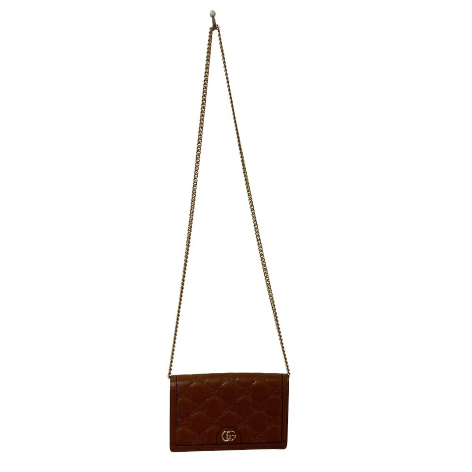 Gucci GUCCI GG Matelasse Leather Wallet, Chain Shoulder Bag, 723787, Brown, Women's Size ONE SIZE - 6 Thumbnail