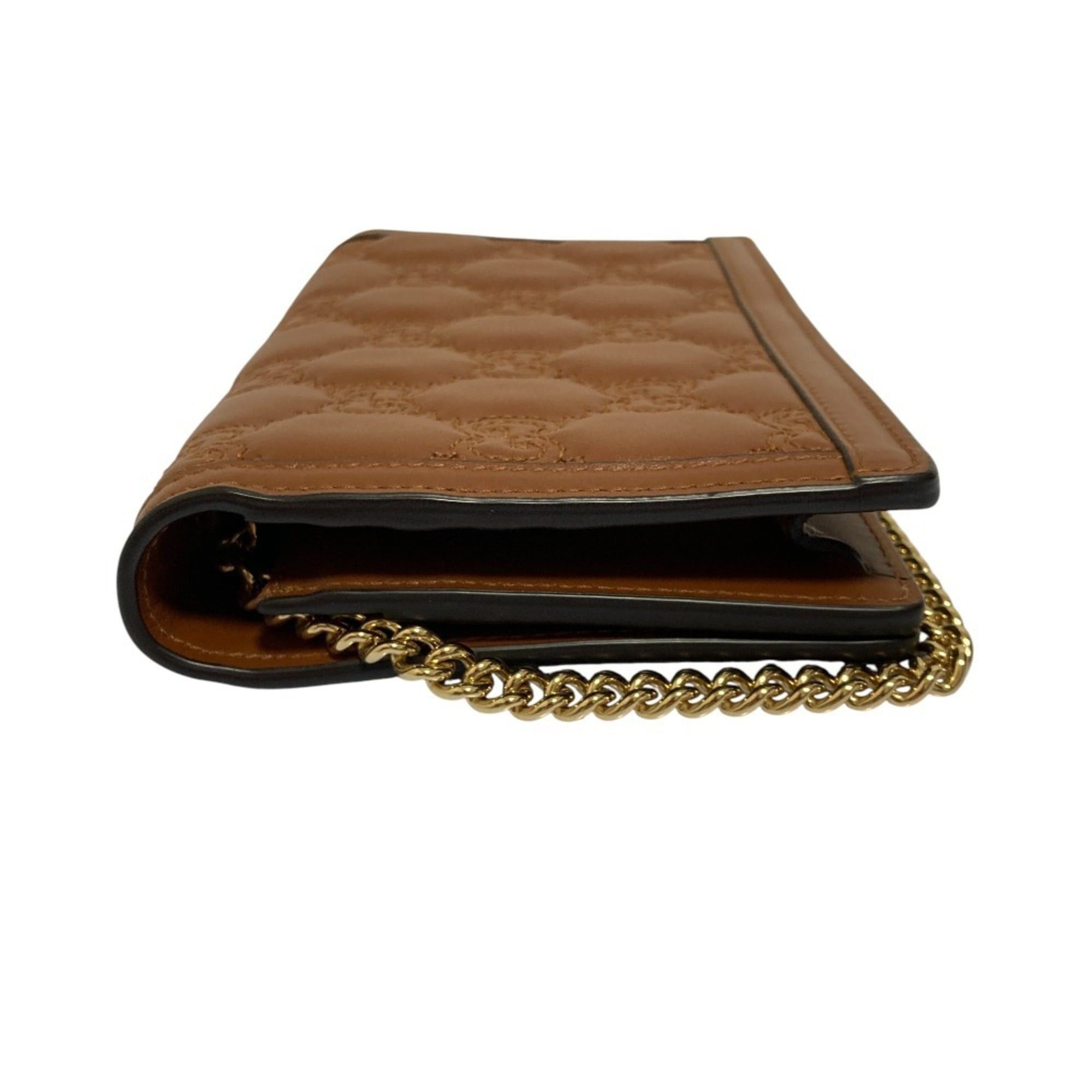 Gucci GUCCI GG Matelasse Leather Wallet, Chain Shoulder Bag, 723787, Brown, Women's Size ONE SIZE - 4 Thumbnail
