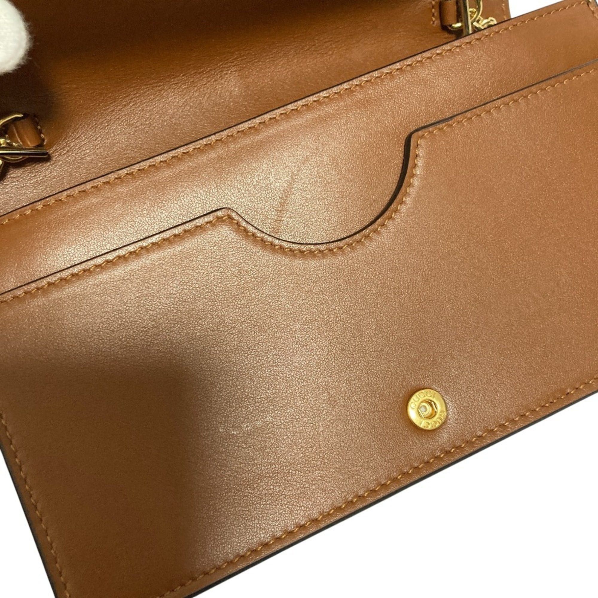 Gucci GUCCI GG Matelasse Leather Wallet, Chain Shoulder Bag, 723787, Brown, Women's Size ONE SIZE - 14 Thumbnail