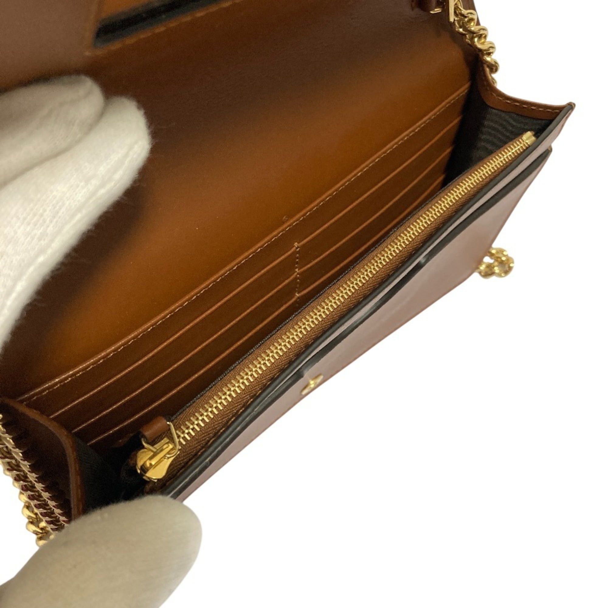 Gucci GUCCI GG Matelasse Leather Wallet, Chain Shoulder Bag, 723787, Brown, Women's Size ONE SIZE - 10 Thumbnail