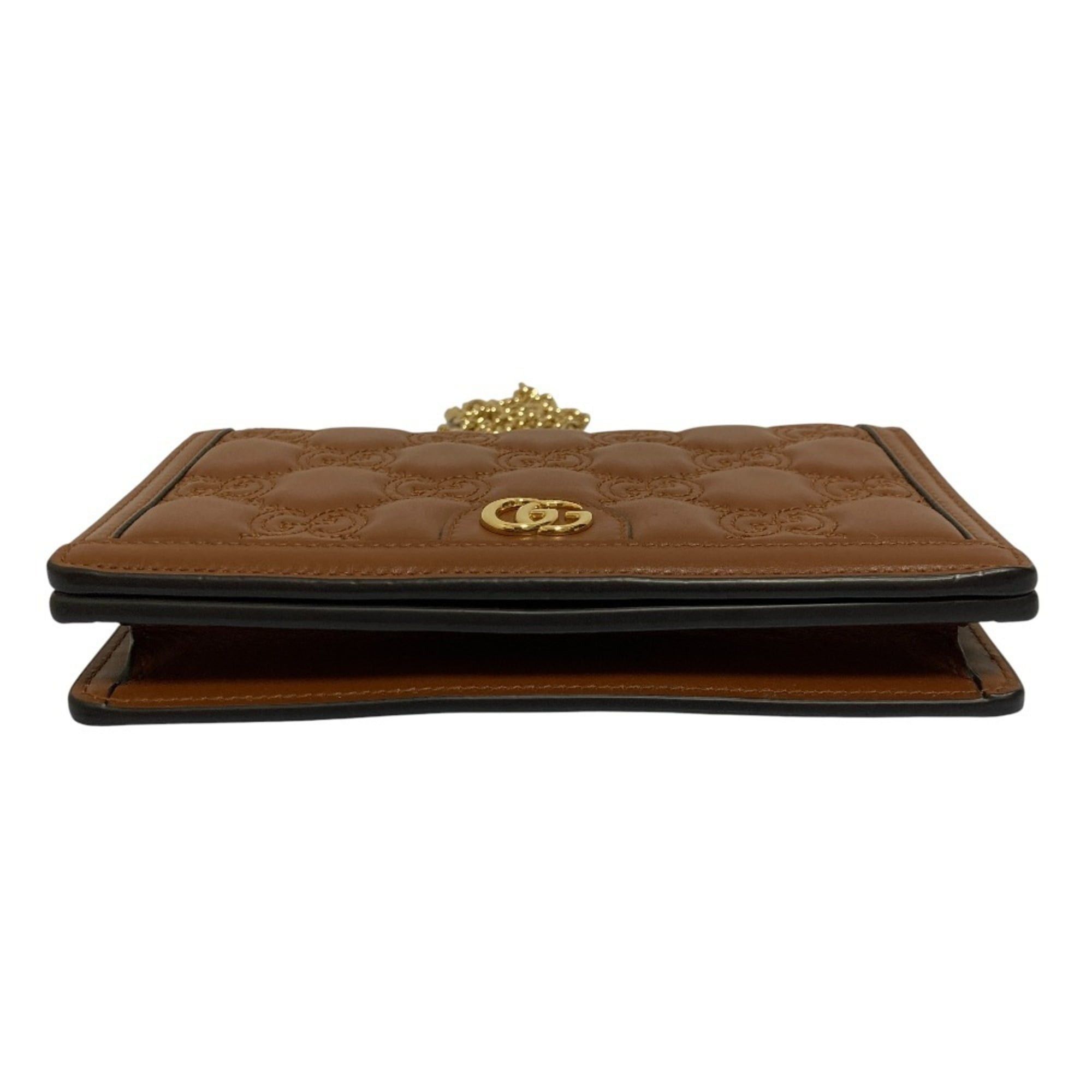Gucci GUCCI GG Matelasse Leather Wallet, Chain Shoulder Bag, 723787, Brown, Women's Size ONE SIZE - 5 Thumbnail