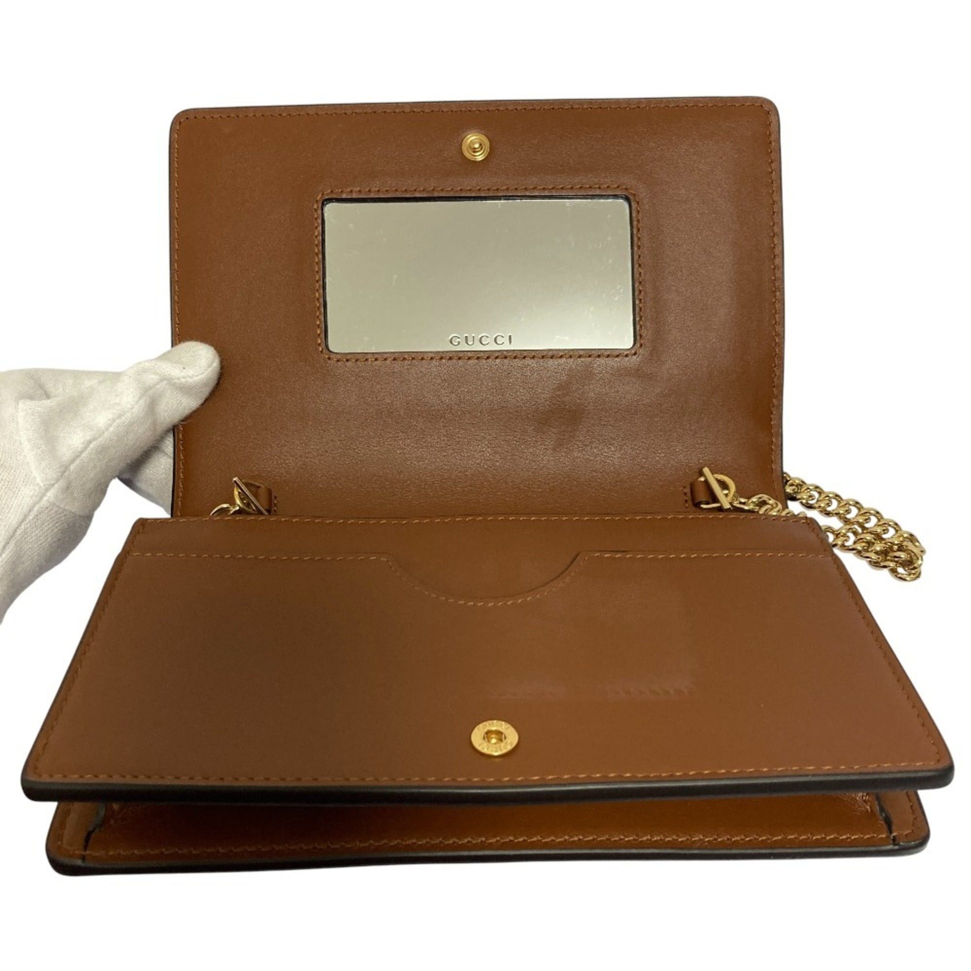Gucci GUCCI GG Matelasse Leather Wallet, Chain Shoulder Bag, 723787, Brown, Women's Size ONE SIZE - 8 Thumbnail