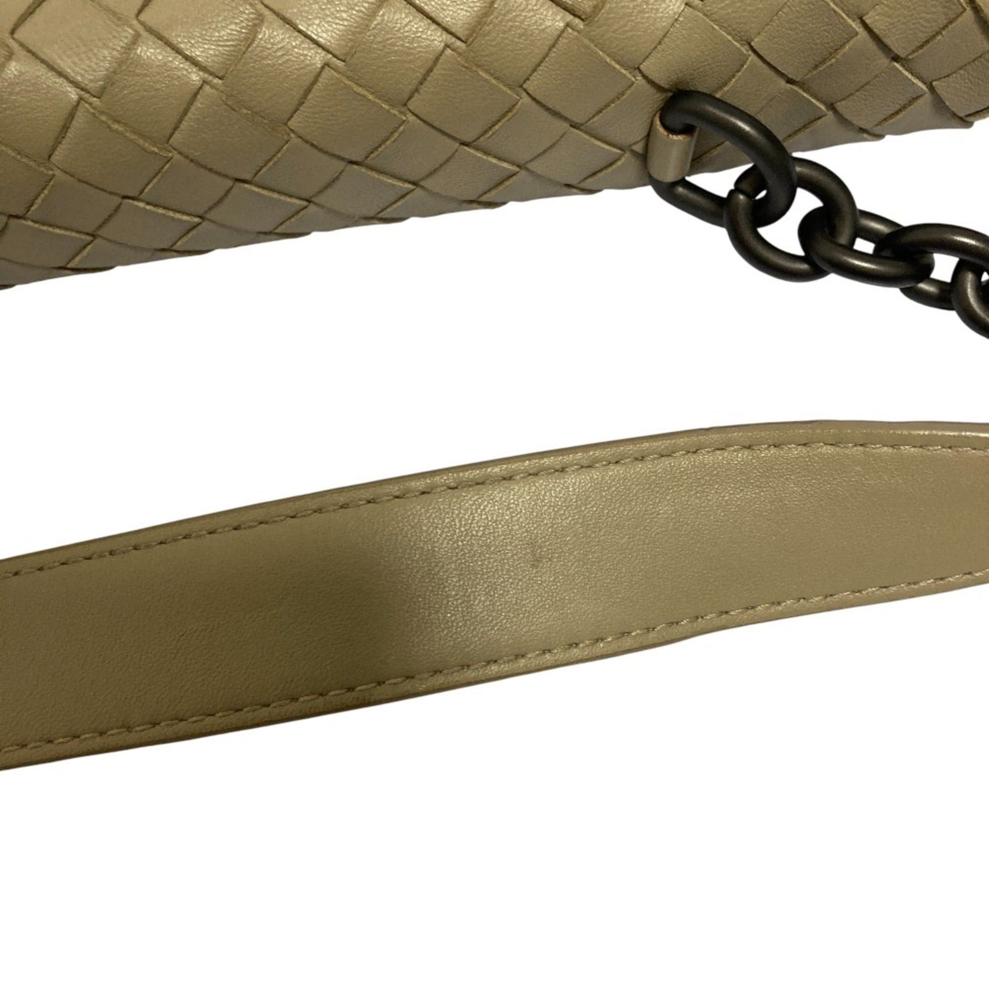 Bottega Veneta BOTTEGA VENETA Olympia Intrecciato Chain Shoulder Bag, Greige, Women's Size ONE SIZE - 16 Thumbnail