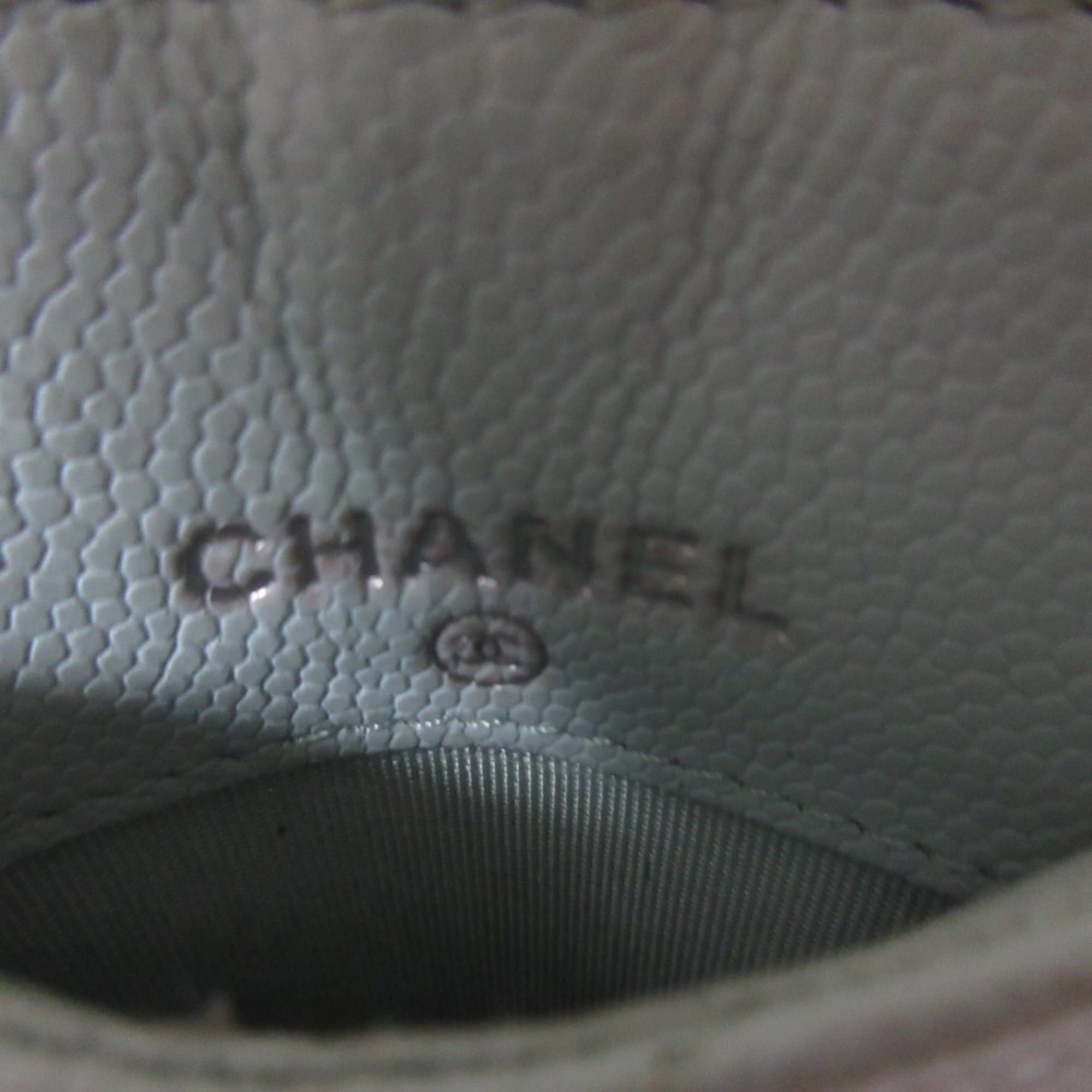 Chanel CHANEL Caviar Leather Matelasse Chain Pass Case with Key Ring, Light Blue, Women's Size ONE SIZE - 8 Thumbnail