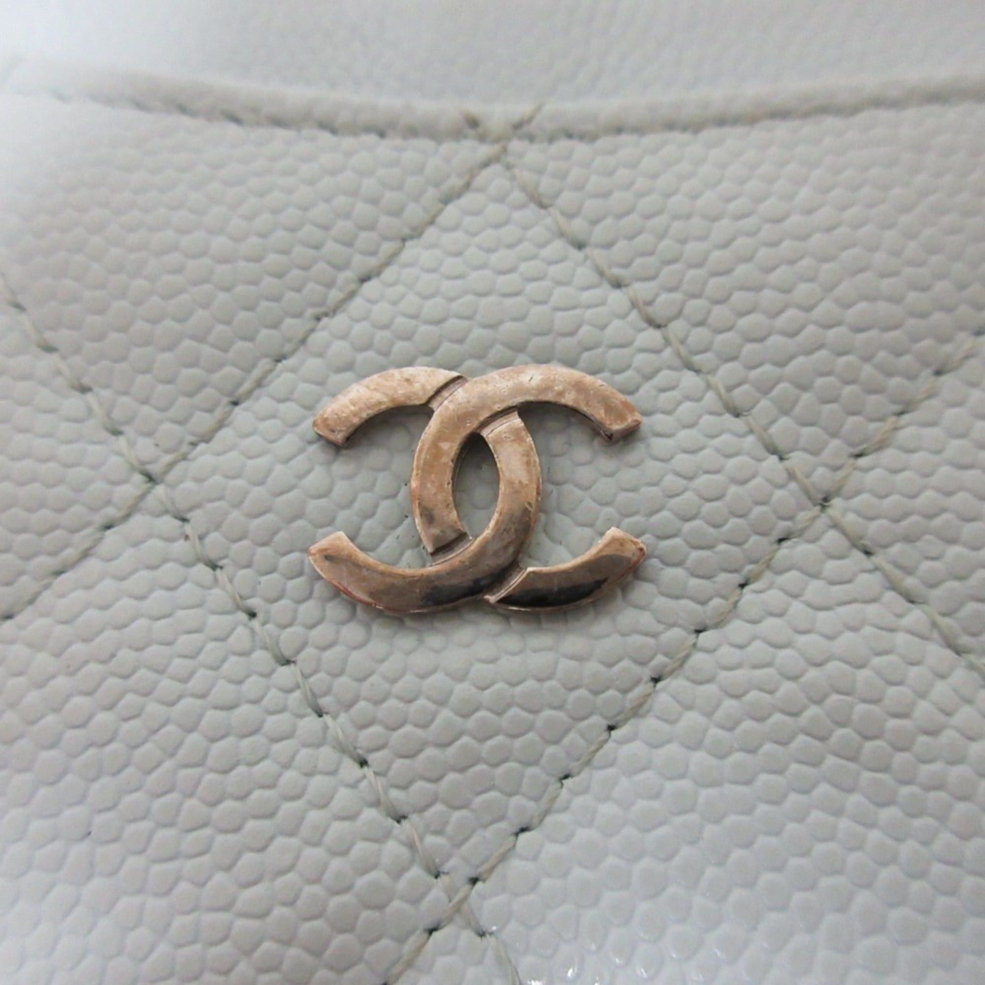 Chanel CHANEL Caviar Leather Matelasse Chain Pass Case with Key Ring, Light Blue, Women's Size ONE SIZE - 18 Thumbnail