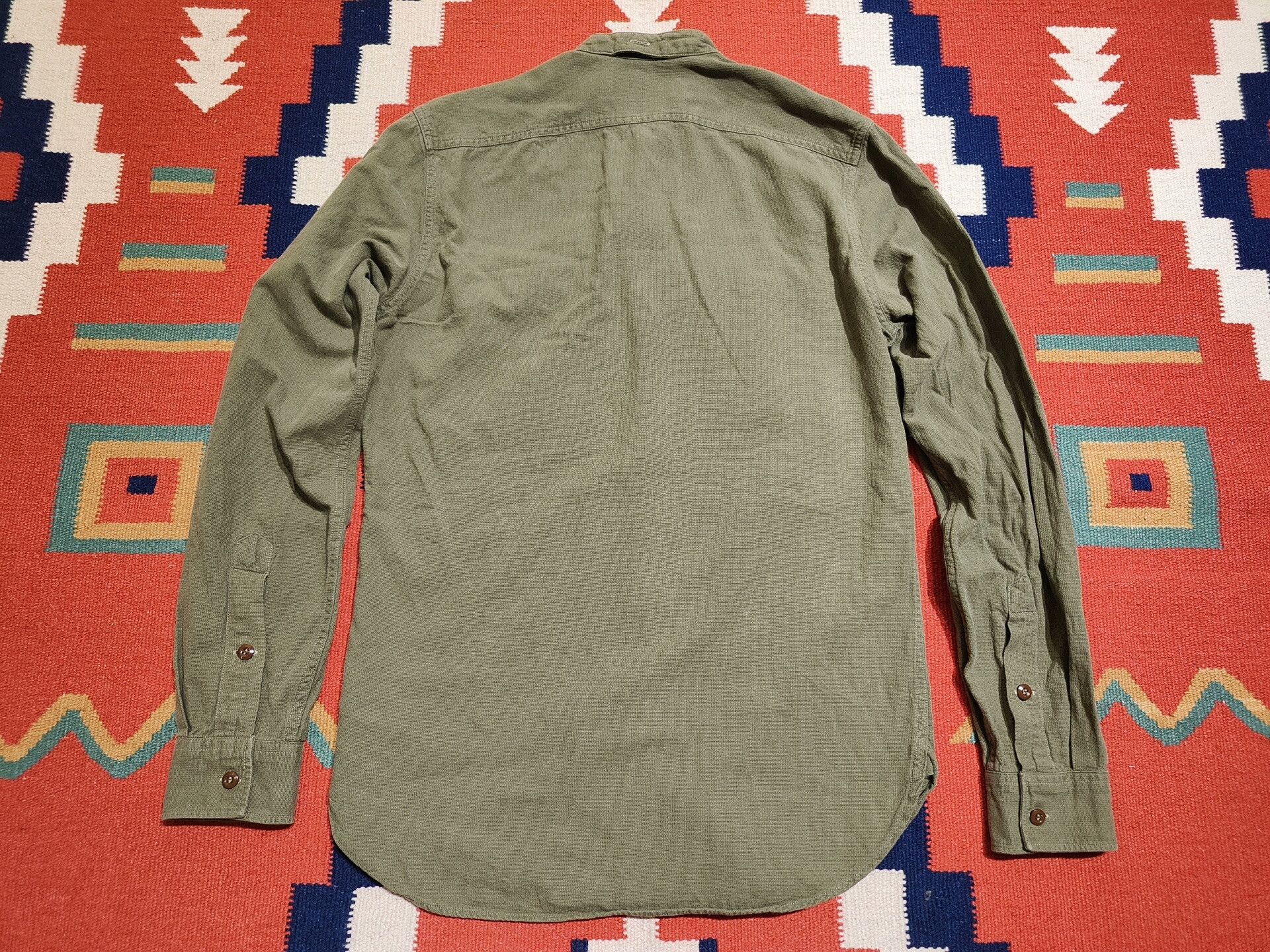 RRL Ralph Lauren RRL Military Green Henley Collar Shirt Size US S / EU 44-46 / 1 - 7 Thumbnail