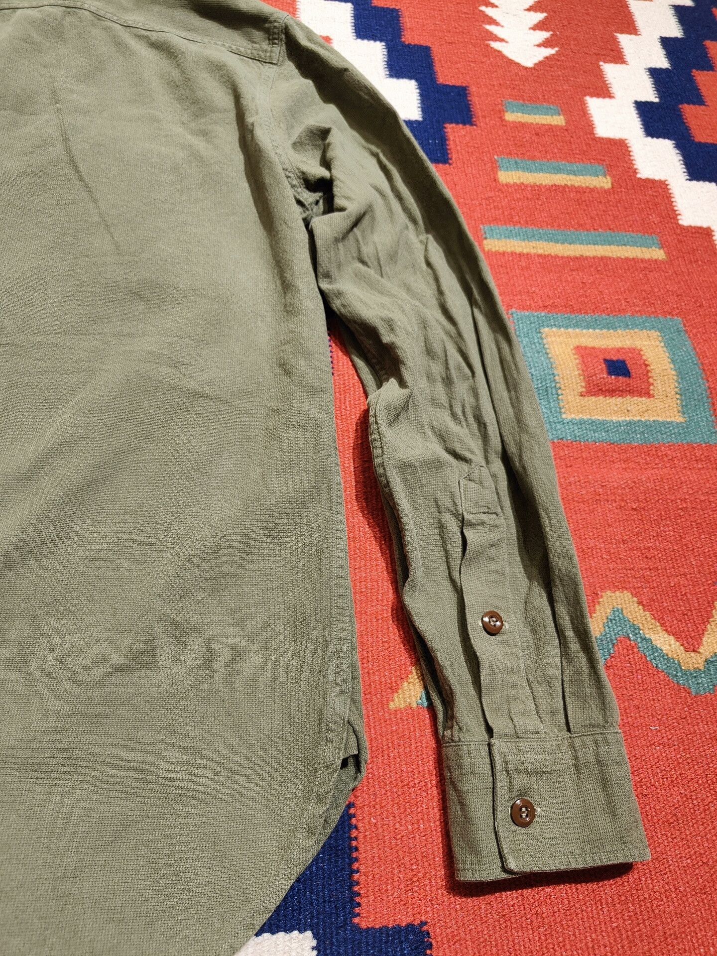 RRL Ralph Lauren RRL Military Green Henley Collar Shirt Size US S / EU 44-46 / 1 - 8 Thumbnail