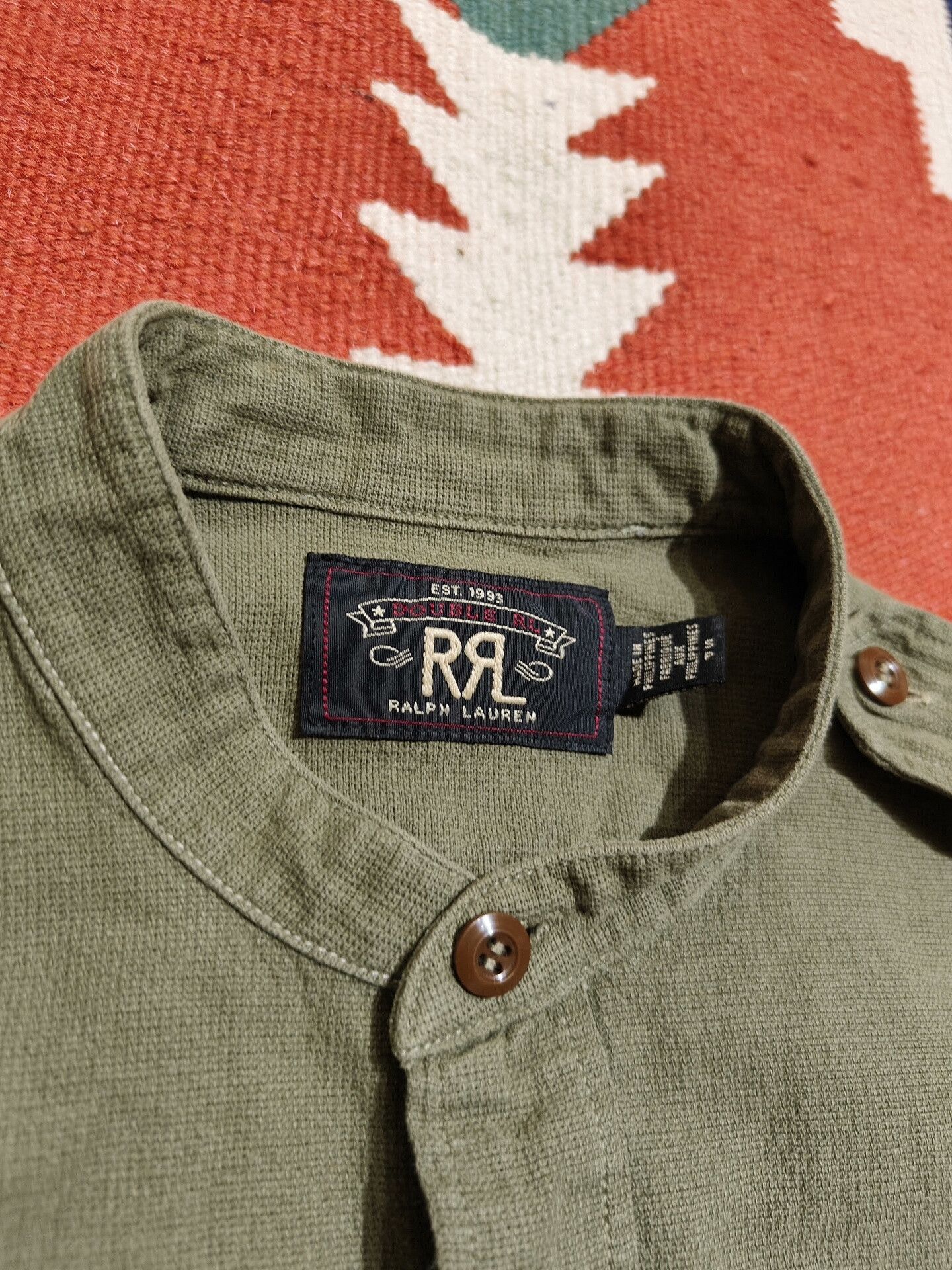 RRL Ralph Lauren RRL Military Green Henley Collar Shirt Size US S / EU 44-46 / 1 - 3 Thumbnail