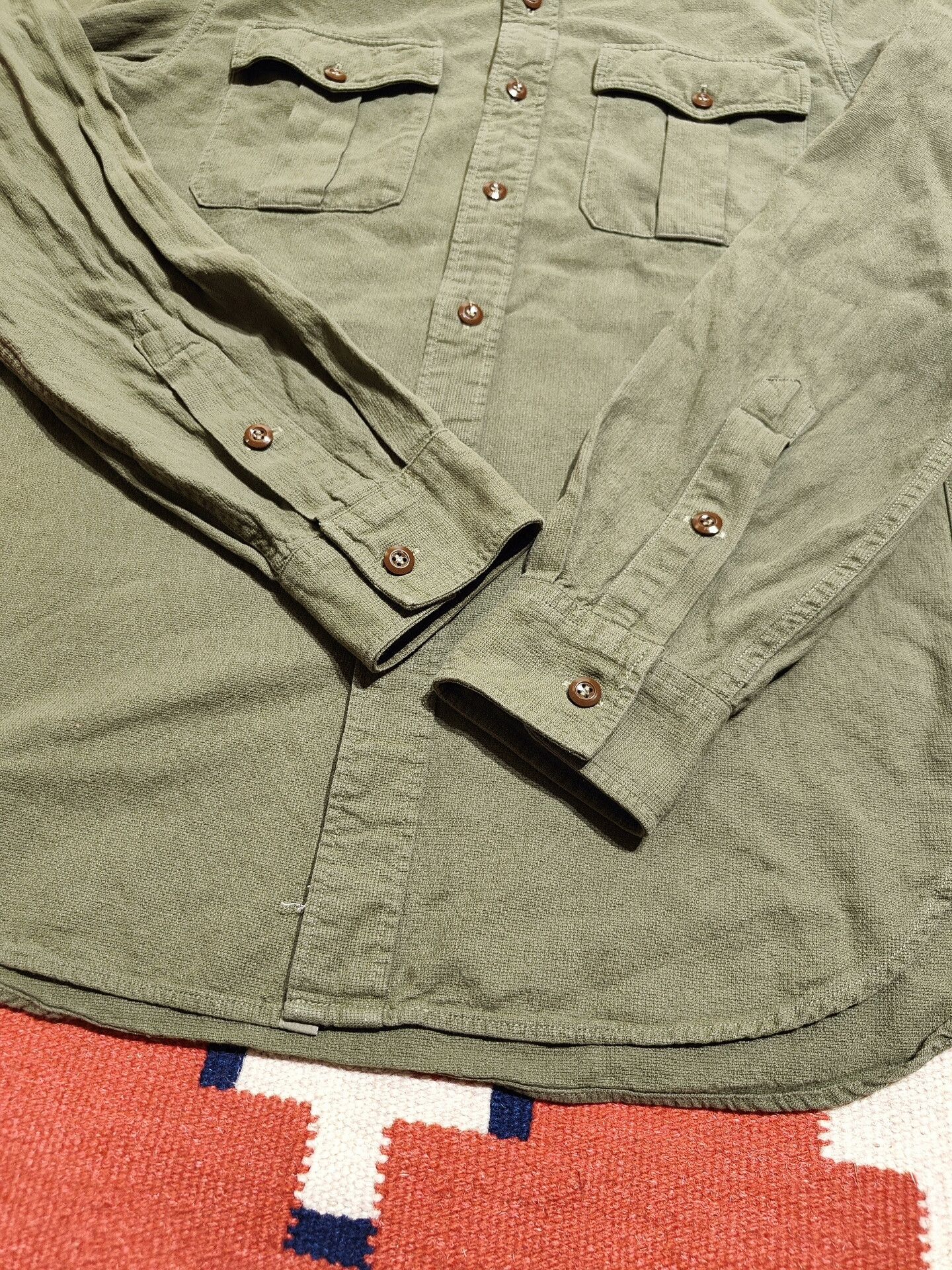 RRL Ralph Lauren RRL Military Green Henley Collar Shirt Size US S / EU 44-46 / 1 - 4 Thumbnail