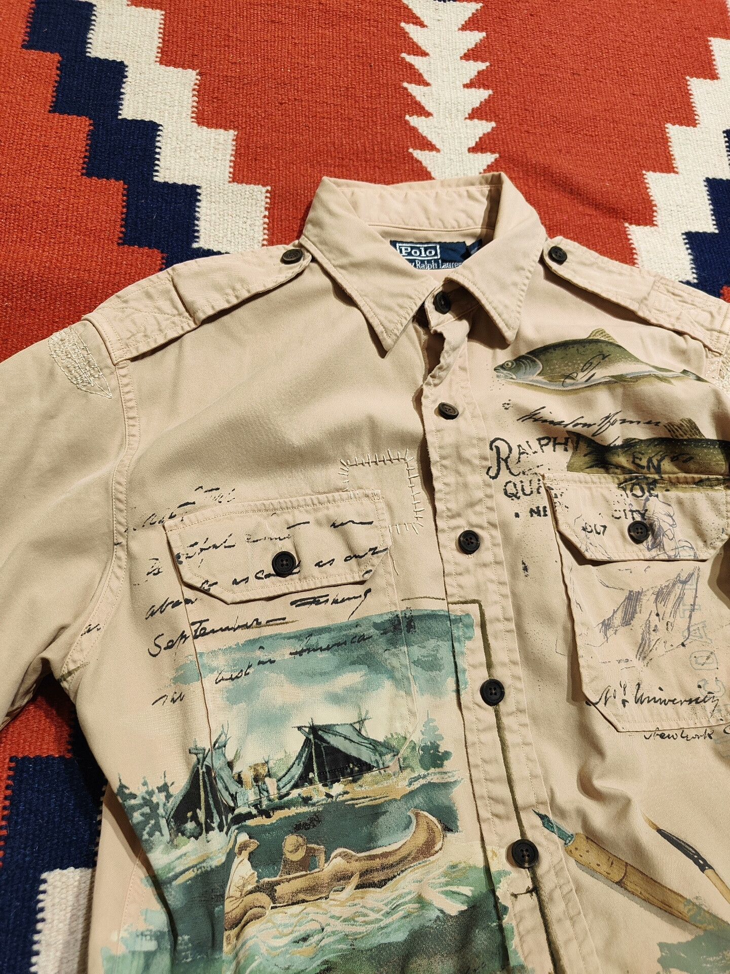 RRL Ralph Lauren Ralph Lauren RRL Vintage Patch Fishing Shirt Size US S / EU 44-46 / 1 - 7 Thumbnail
