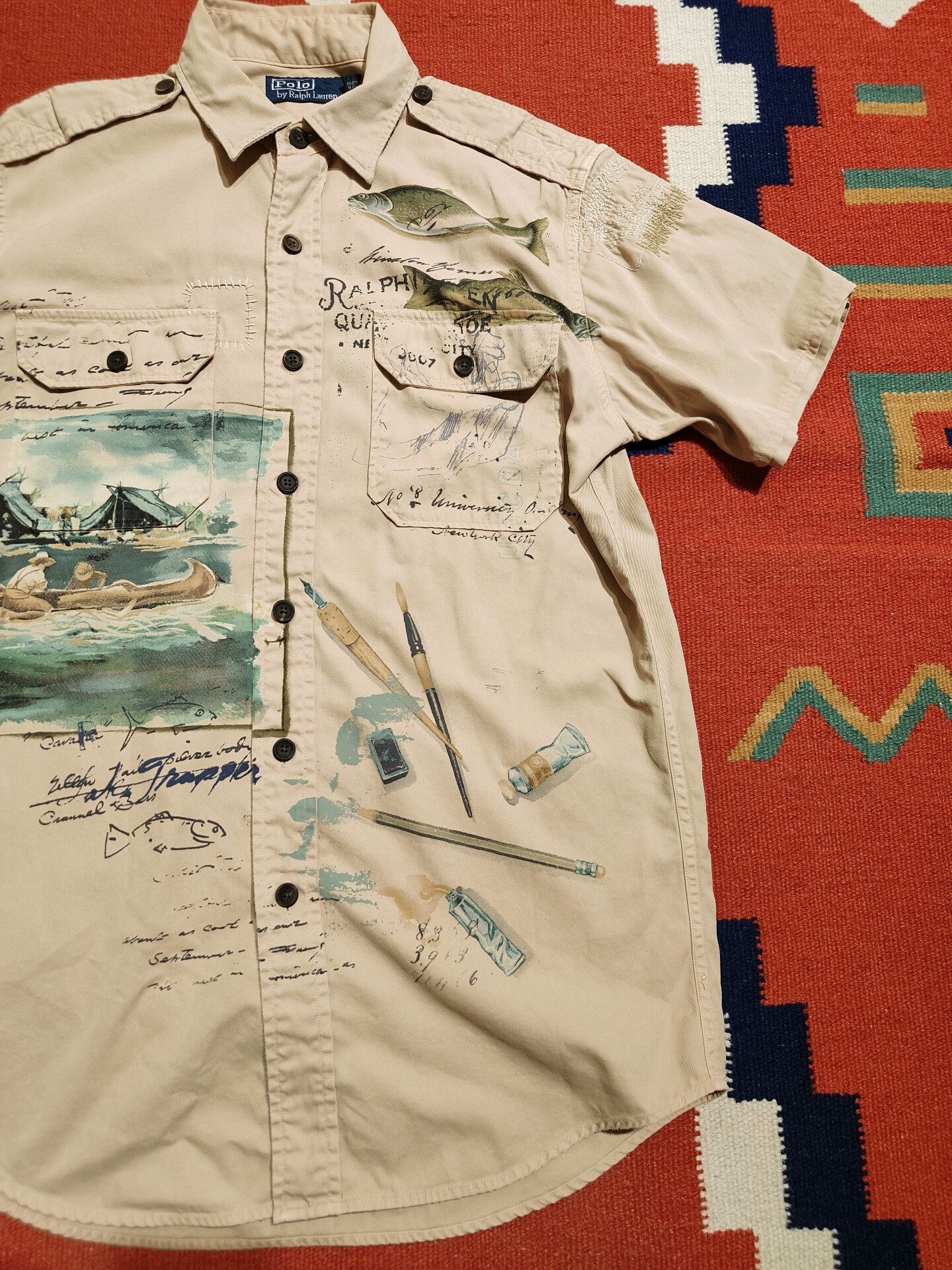 RRL Ralph Lauren Ralph Lauren RRL Vintage Patch Fishing Shirt Size US S / EU 44-46 / 1 - 2 Thumbnail