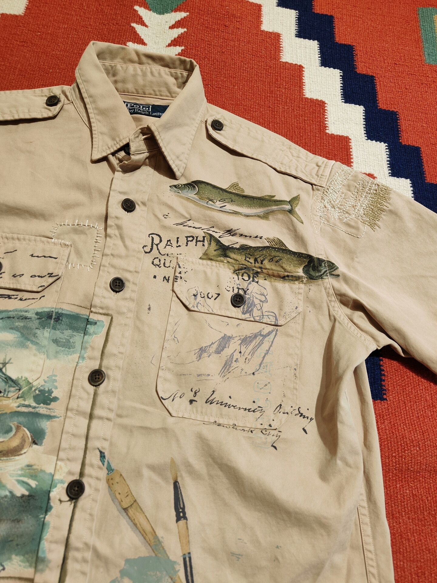 Ralph Lauren Vintage RL Fishing Patch Short Sleeve Shirt Size US S / EU 44-46 / 1 - 4 Thumbnail