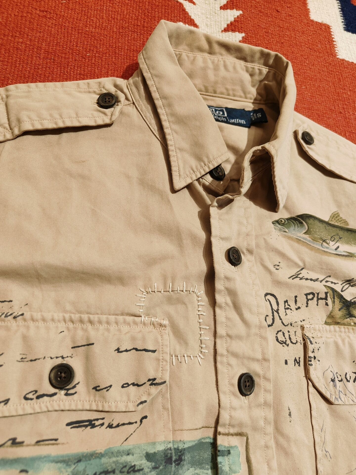 Ralph Lauren Vintage RL Fishing Patch Short Sleeve Shirt Size US S / EU 44-46 / 1 - 5 Thumbnail
