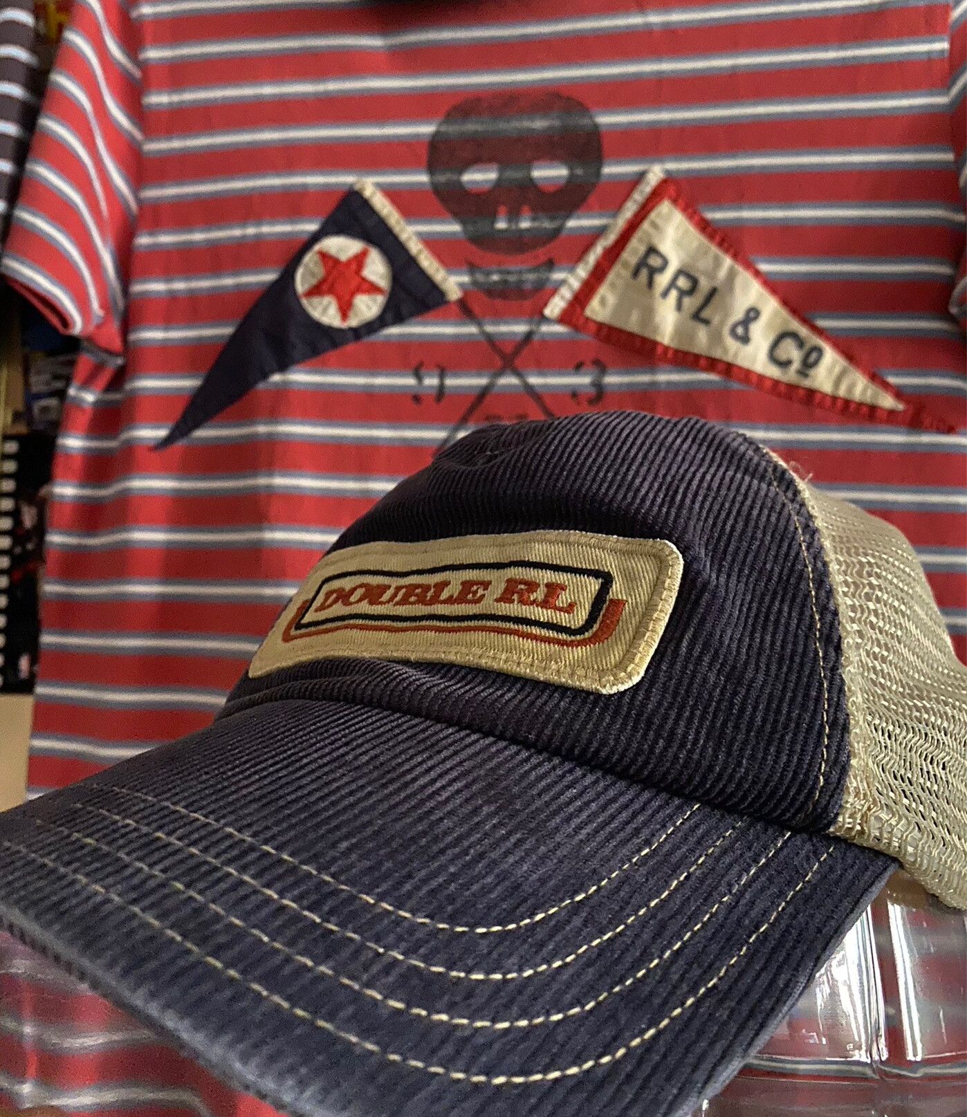 RRL Ralph Lauren RRL Double RL Vintage Navy Corduroy Trucker Hat Size ONE SIZE - 3 Thumbnail