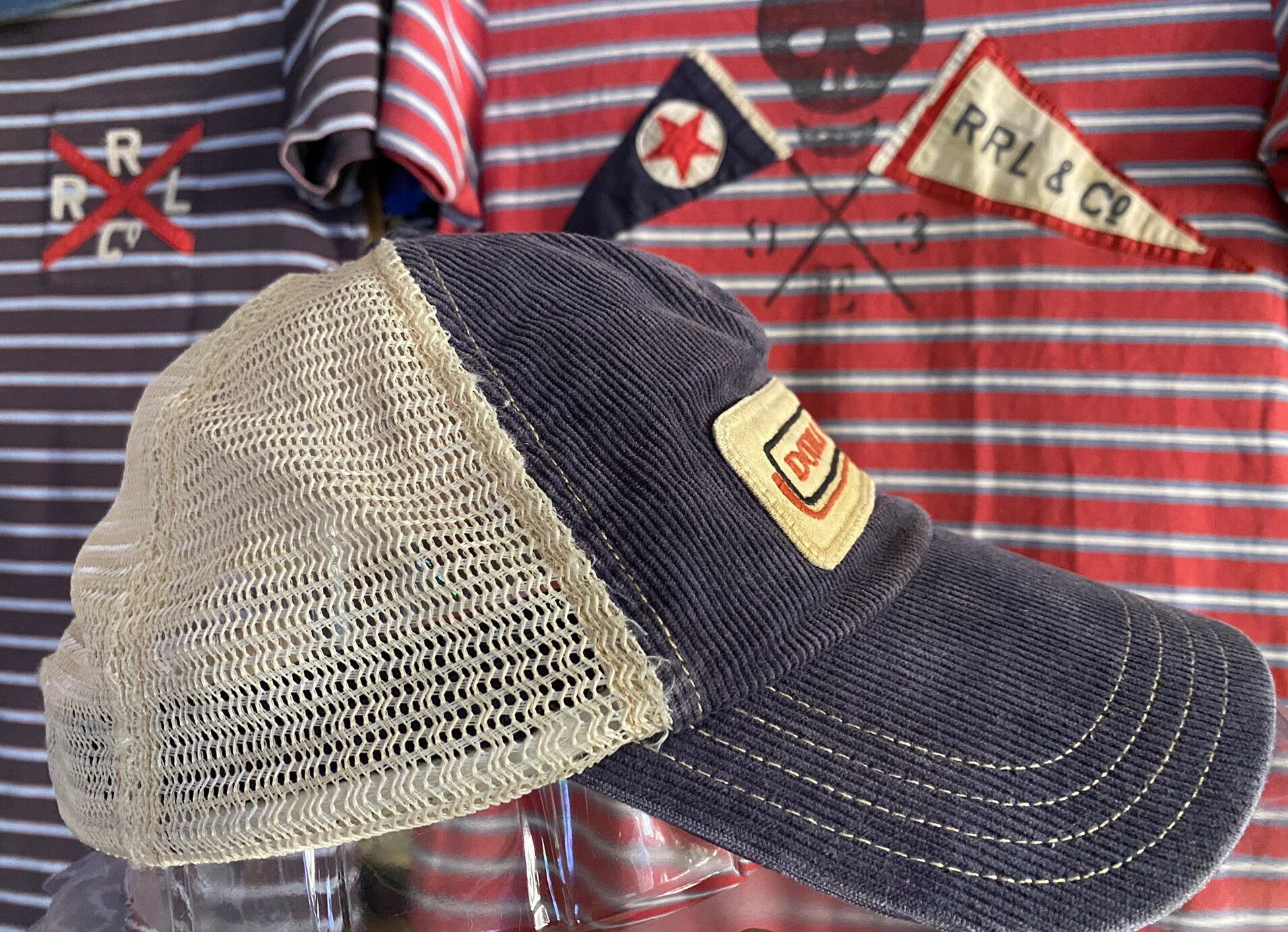 RRL Ralph Lauren RRL Double RL Vintage Navy Corduroy Trucker Hat Size ONE SIZE - 5 Thumbnail