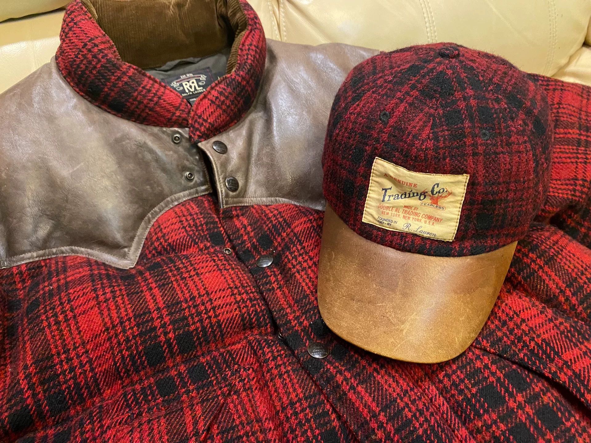 RRL Ralph Lauren 2007 RRL Leather Brim Wool Hunting Cap Size ONE SIZE - 2 Thumbnail