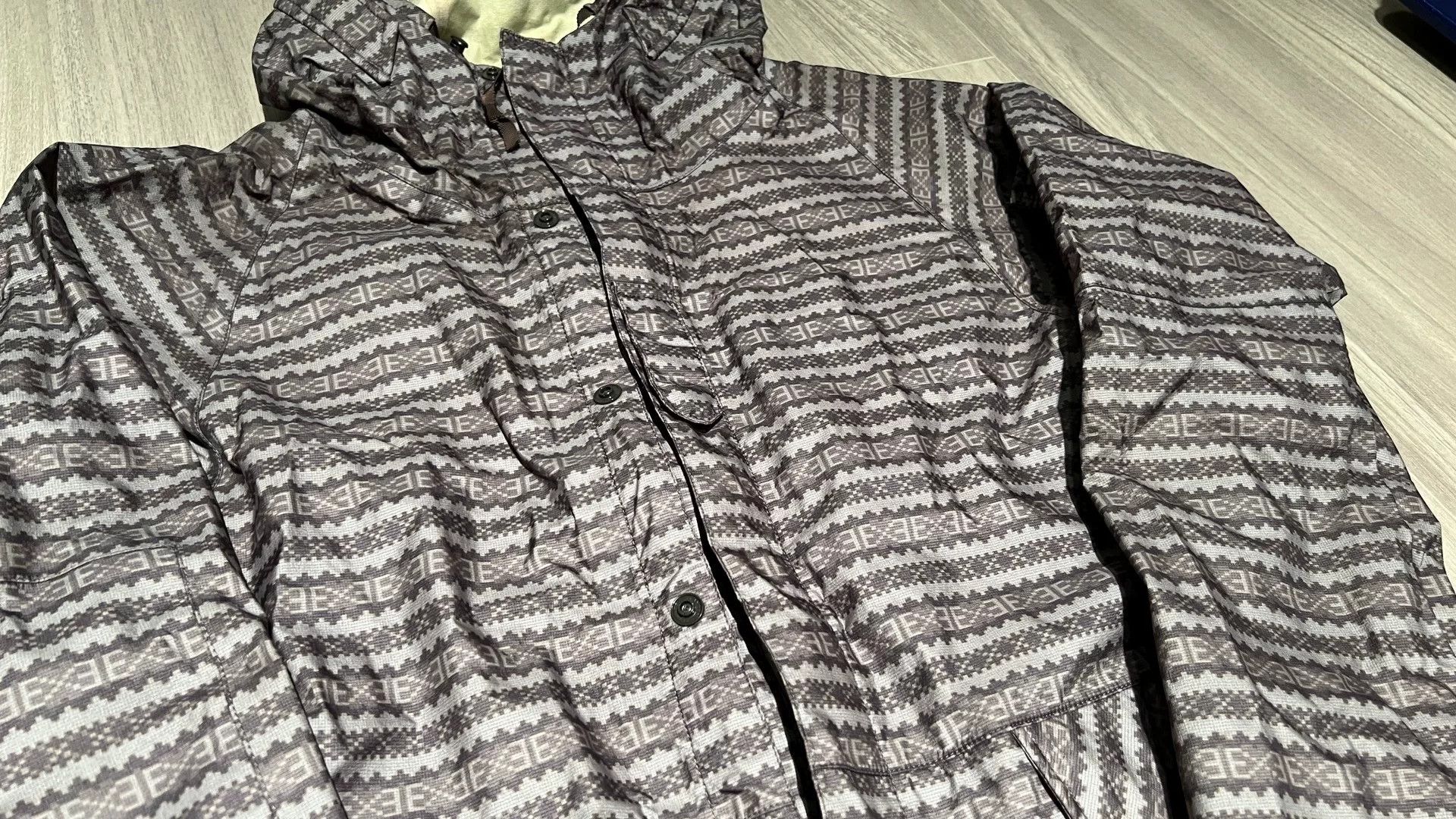 Visvim Gray Patterned Hooded Hardshell Jacket Size US S / EU 44-46 / 1 - 3 Thumbnail