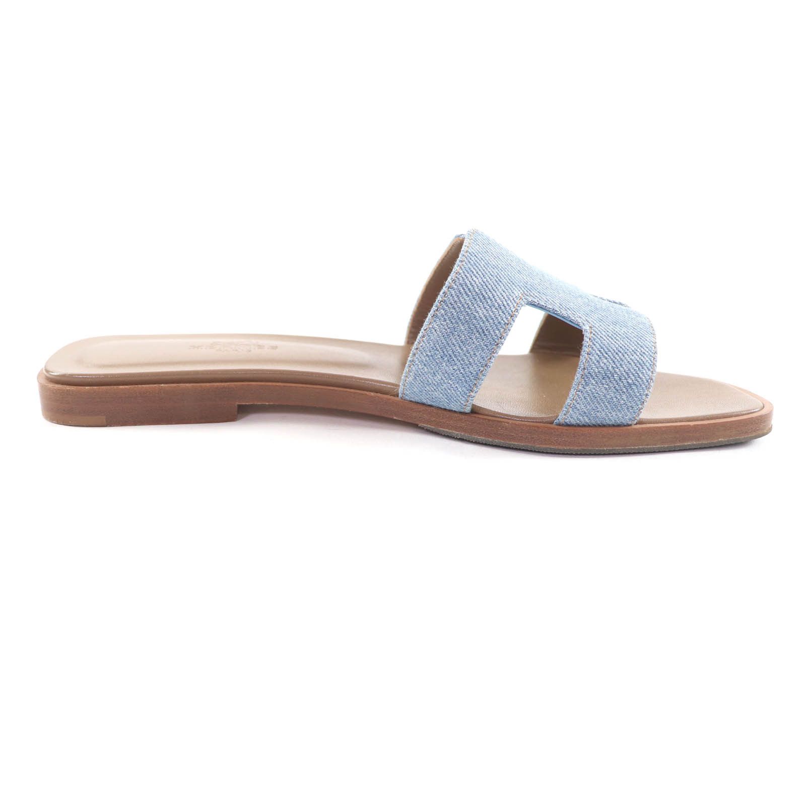 Hermes Hermes Hermès Oran H Motif Denim Leather Flats 36 Textile Shoes DUTY FREE for USA Size ONE SIZE - 5 Thumbnail